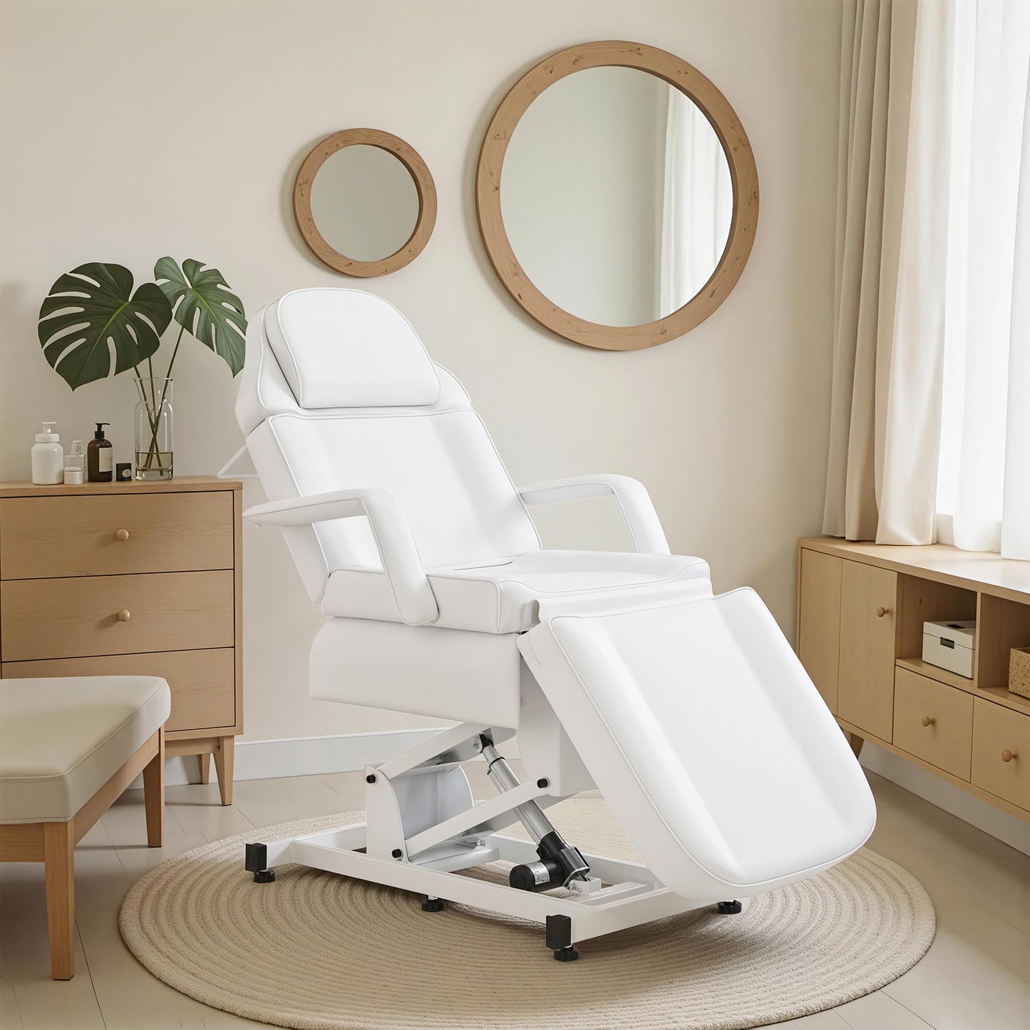 BarberPub Fully Electric Facial Bed with 3 Motor for Esthetician, Electric Tattoo Chair for Client, Facial Bed for Esthetician, Electric Adjustment 2751 (White)