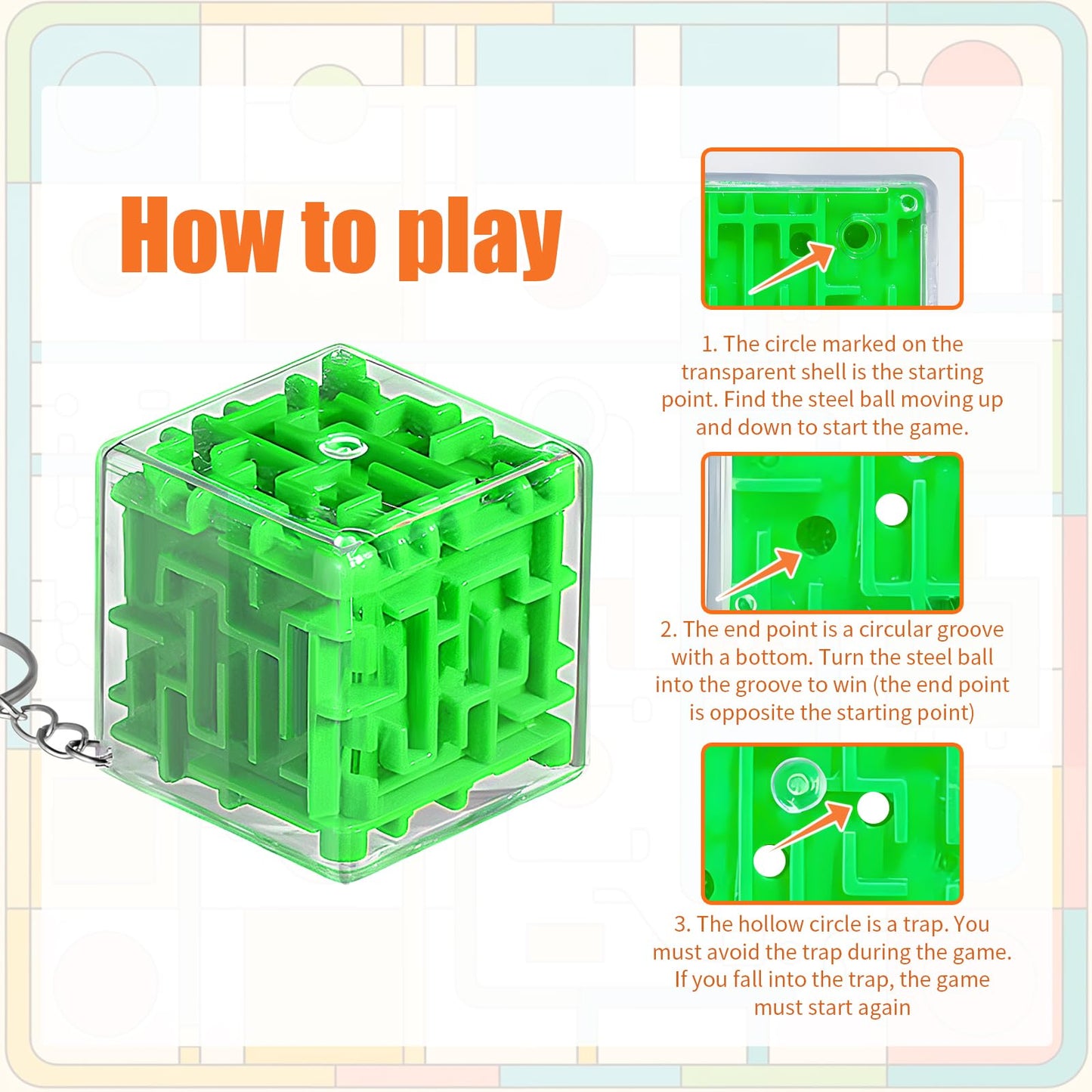 Halloscume 50 Pcs Maze Puzzle Toy Gift 3D Cube Box Mini Maze Christmas Mind Puzzles Game for Adults Birthday Party Favors Stocking Stuffers for Kids (Red, Blue, Yellow and Green,1.2'')