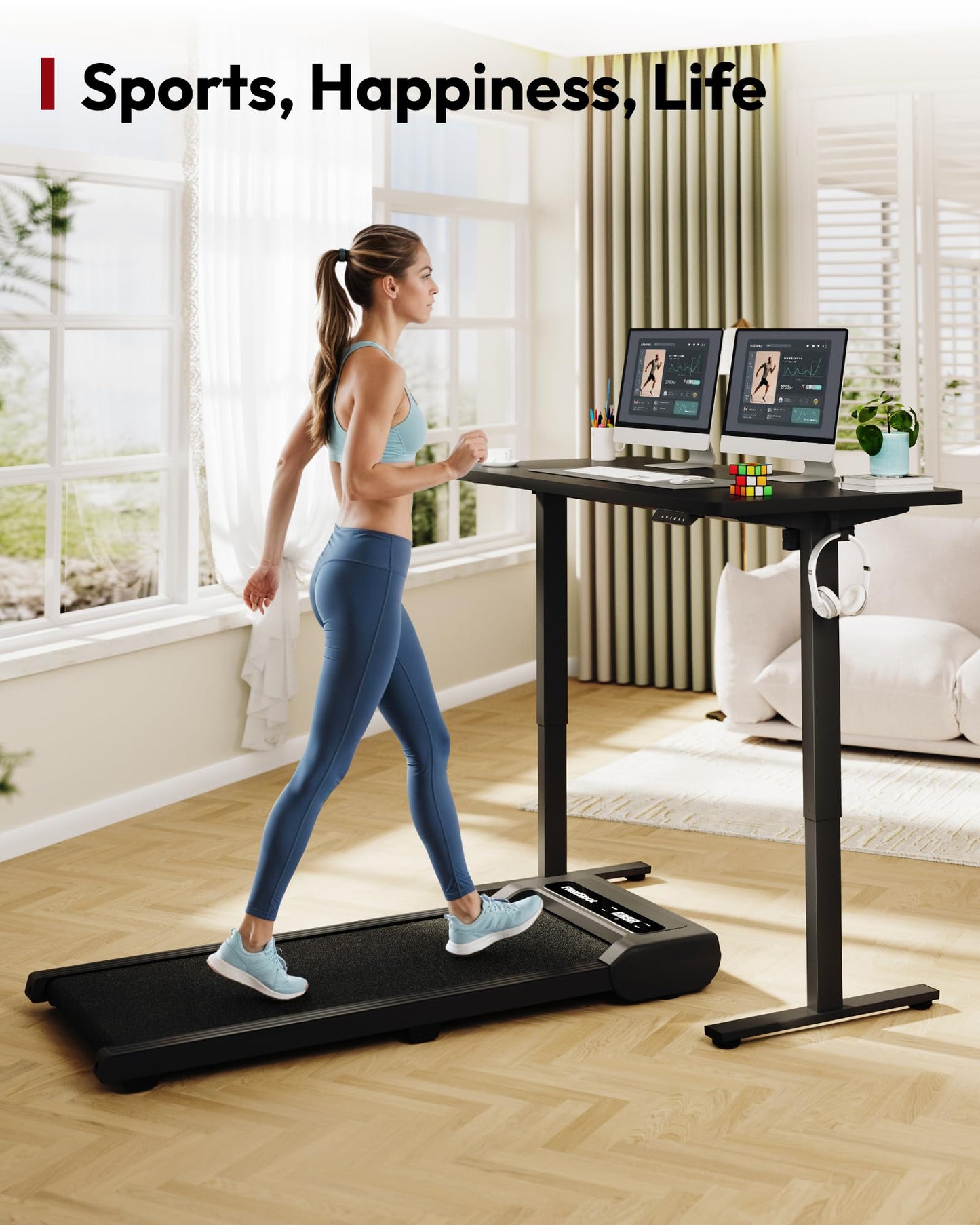 SANODESK Electric Standing Desk 71 x 32 Inches Height Adjustable Stand Up w/6-Button Controller Ergonomic Computer Desk with Splice Board for Home Office, Black Frame + Black Tabletop