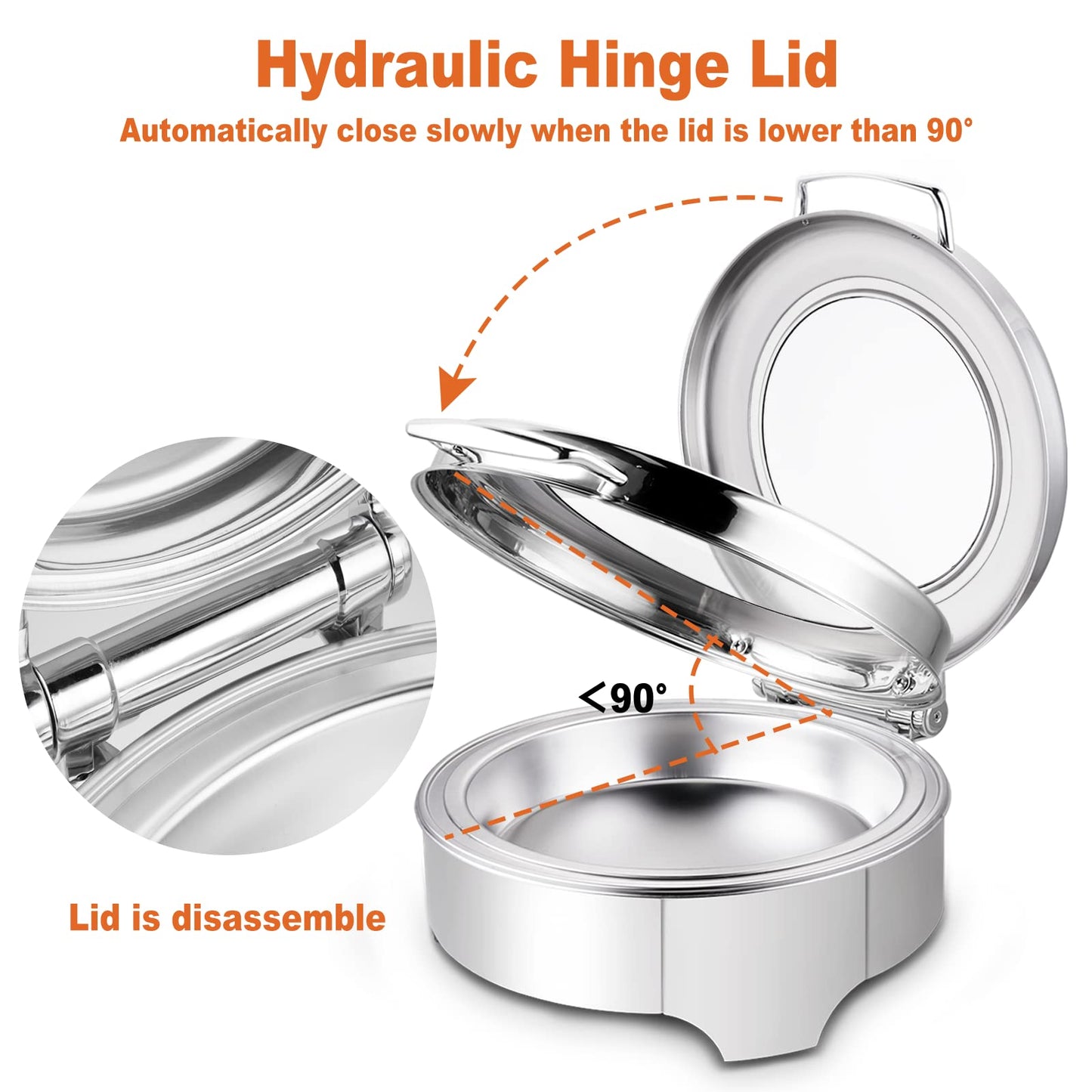 YMJOINMX Electric Round Chafing Dish Buffet Set 6 Quart Chaffing Servers with Glass Lid Chafers Buffet Food Warmer Set Chaffing Server with Cover Warmer for Food Parties