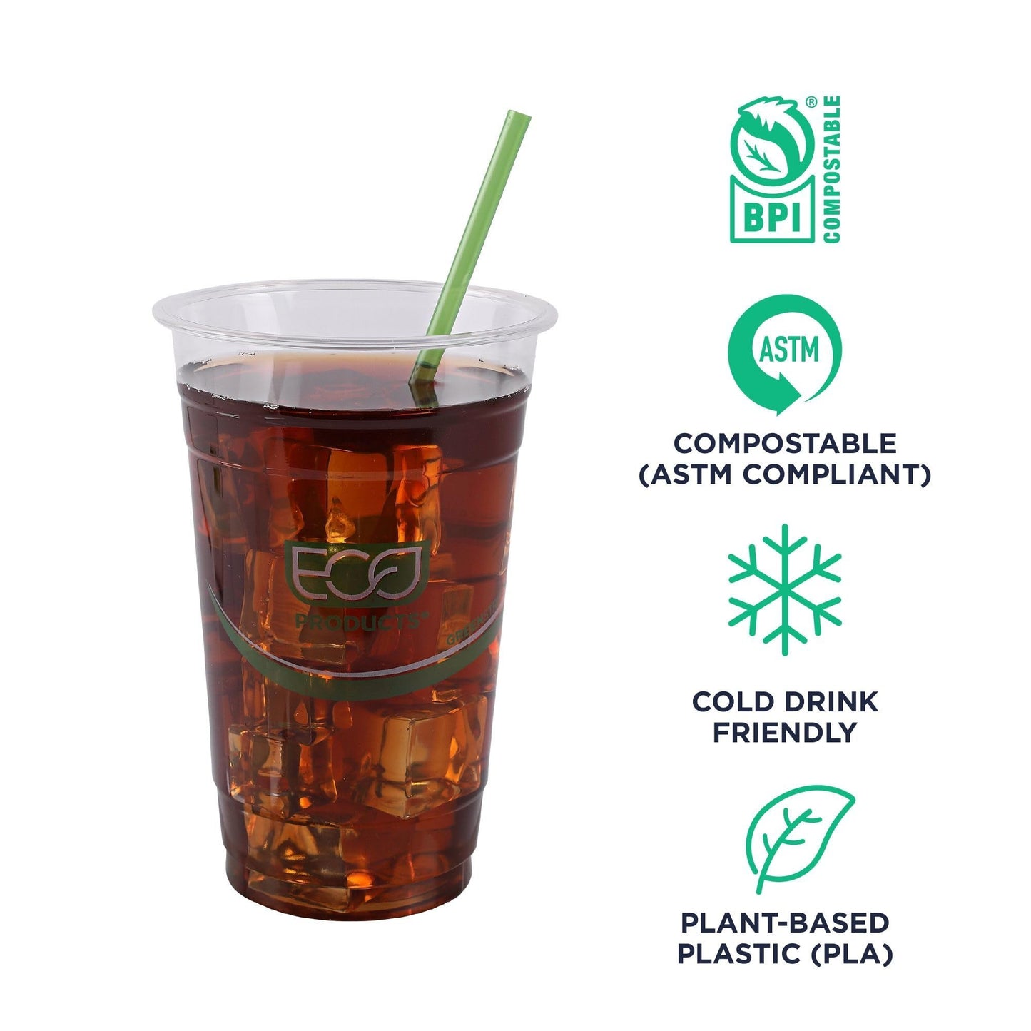 Eco-Products Compostable Paper Wrapped Plastic Straws, 7.75" Long, 5mm Diameter, Case of 9600, Green Disposable Plant Based PLA Plastic, Standard Sized Drinking Straws, ASTM Compliant, BPI-Certified