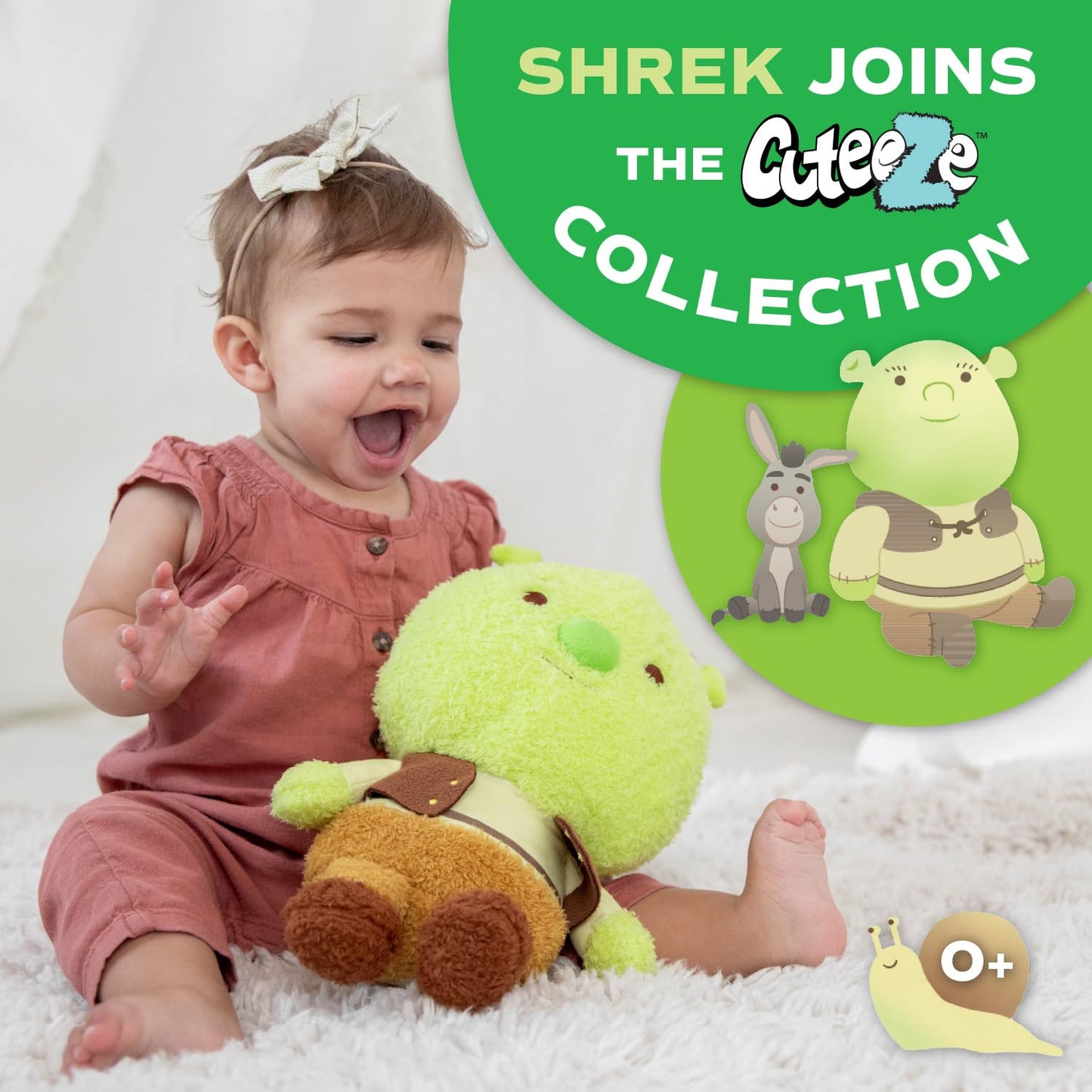 Shrek Cuteeze Stuffed Plush Toy – 12 Inch Extra Soft Plushie – Crinkle Sound in Ears – Beans in The Body for Comforting Feel – Perfect Loveable Gift for Baby Boys & Girls