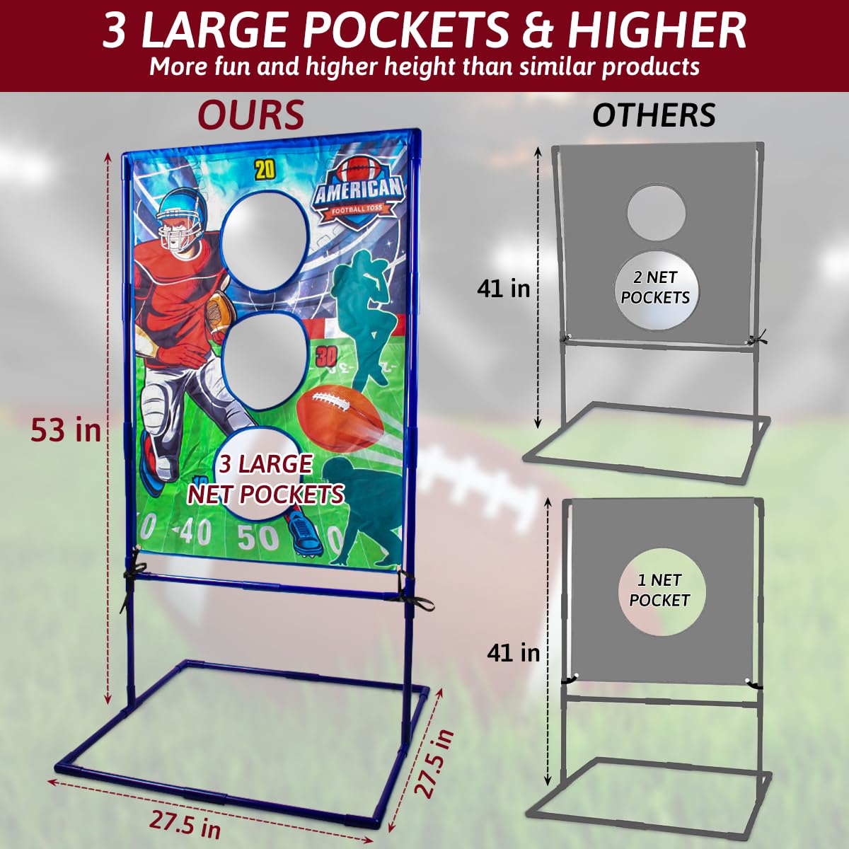 Punieayi Football Toss Game with 4 Inflatable Balls, Football Throwing Target Games for Boys 8-12, Sports and Outdoors Toys for Kids Ages 3+