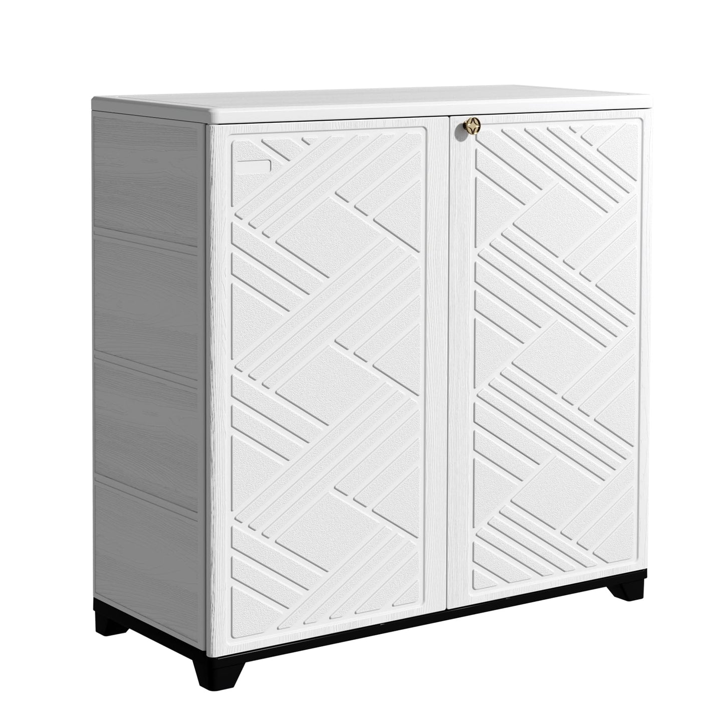 Mrosaa Storage Box Outdoor Caninet,Resin Indoor Storage Box Waterproof,Outdoor Storage Cabinets for Patio/Garden/Backyard(with 1 Shelf)-White