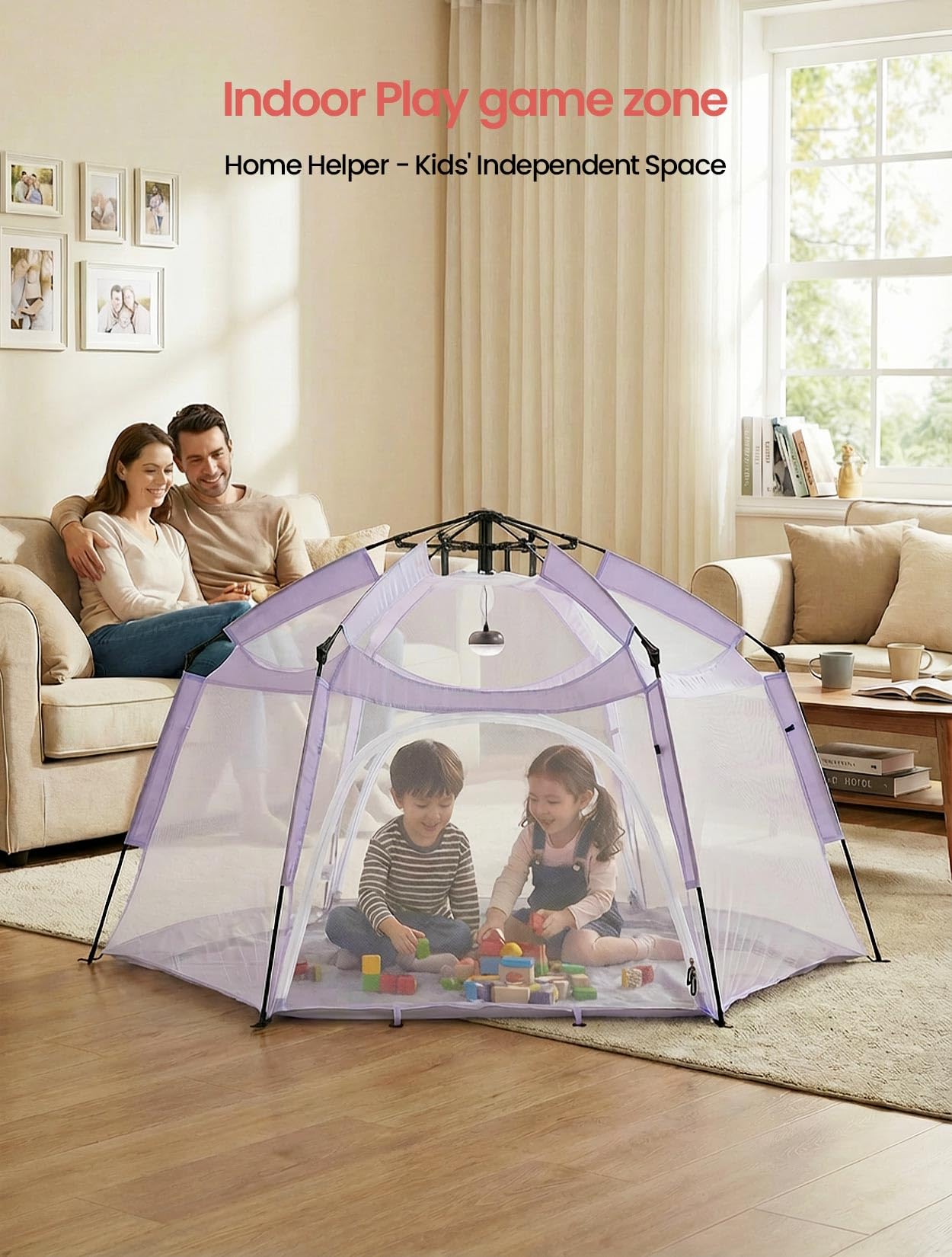 Porayhut Large Pop Up Play Tent for Kids, 78" Instant Toddler Playhouse with Removable Floor & UV50+ Sun Shade, 360° Mesh Mosquito-Free Tent for Indoor Outdoor Beach Backyard, Fits 4 Kids