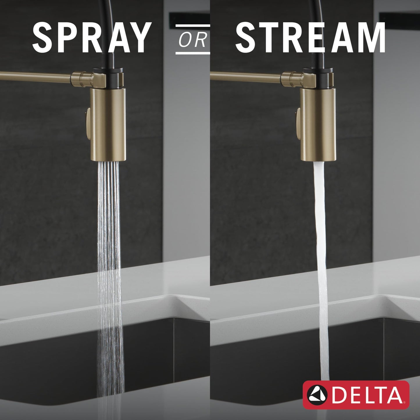 Delta Antoni Pro Style Commercial Kitchen Faucet with Pull Down Sprayer, Single Hole Brushed Gold, Single Handle, Champagne Bronze 18803-CZ-DST
