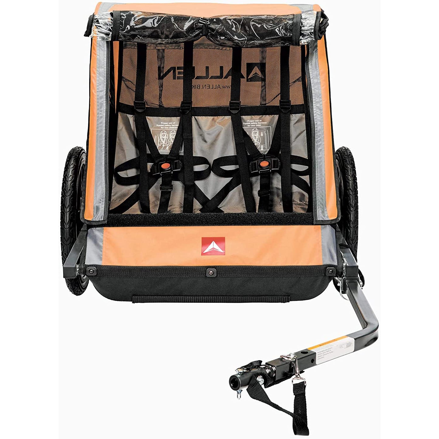 Allen Sports Hi-Viz 2-Child Bicycle Trailer, Model ET2-O, Orange