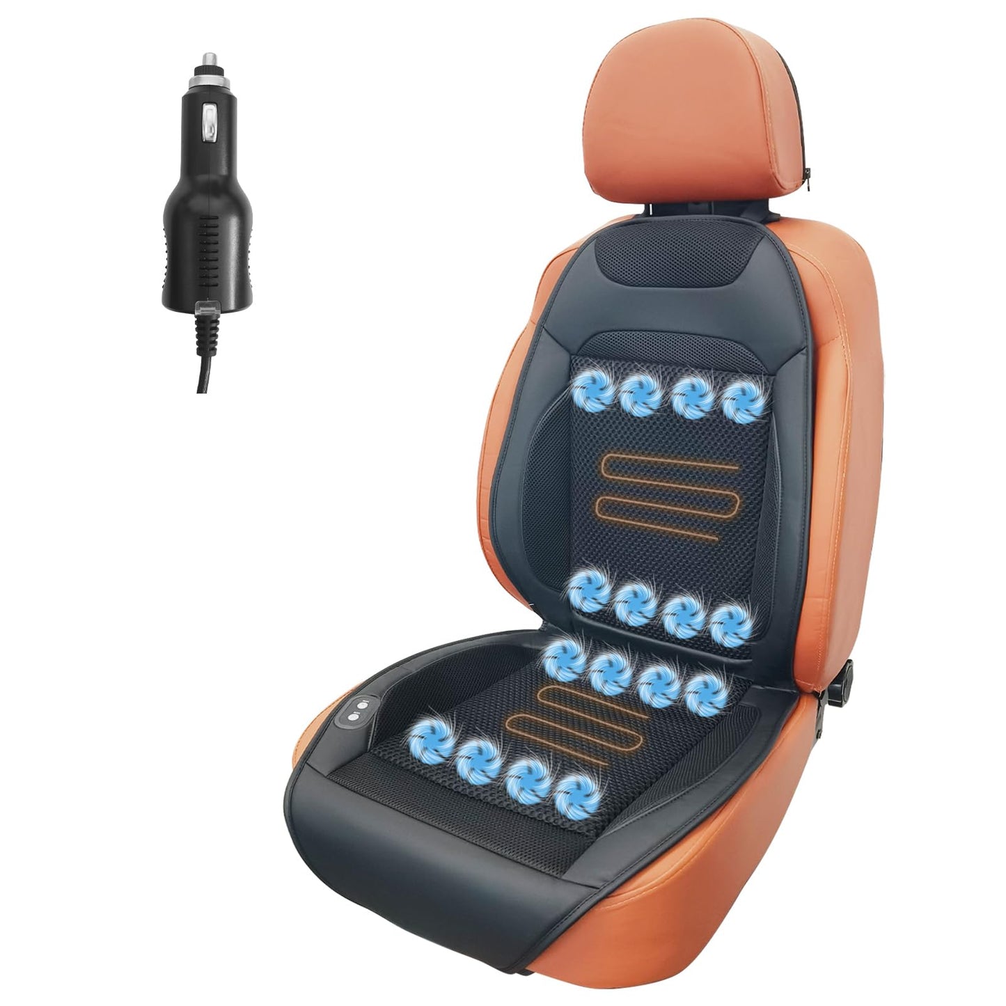 LANZMYAN Upgraded Cooling Car Seat Cover,12V-24v Ventilated Car Seat Cushion with 20 Fans Cooling System,Summer Winter Universal Full Back Seat Cover for Automobile SUV Truck (2 in 1 Function)