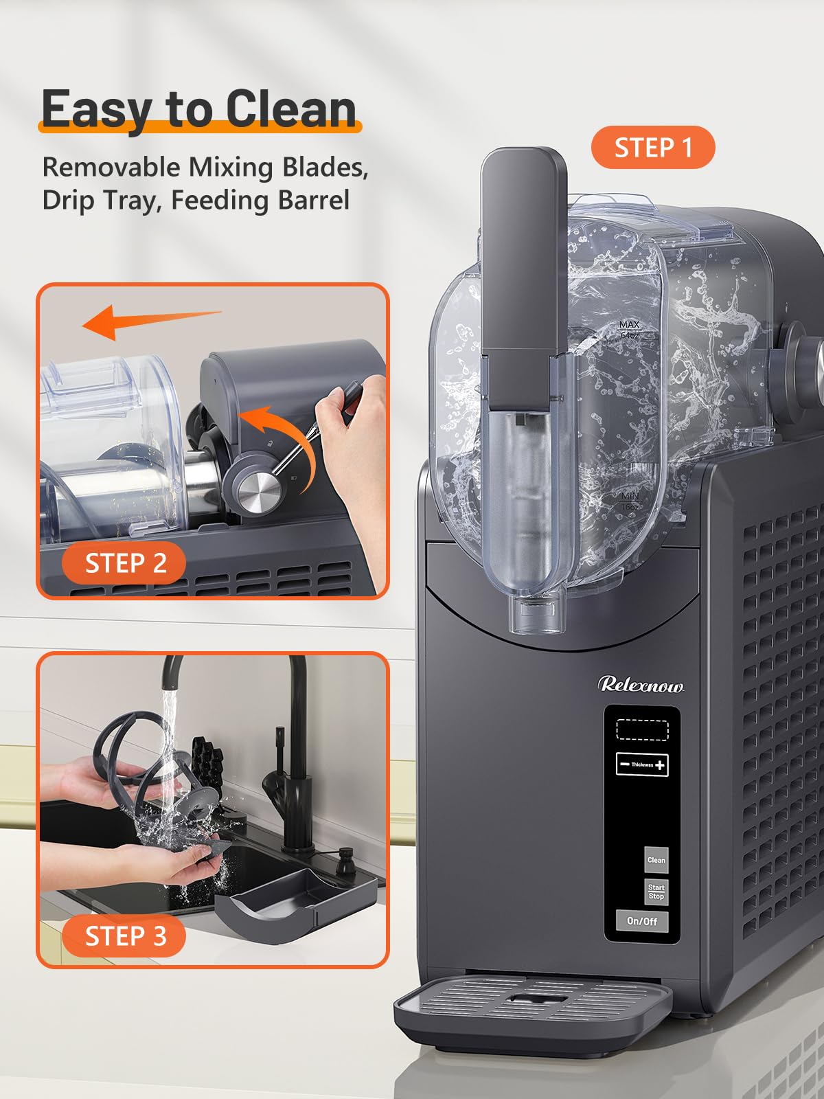 RELEXNOW Slushie Machine No Ice Needed, 88 oz Slushy Machine for Home, Professional 6 in 1 Frozen Drink Maker with Self-Cleaning for Margaritas, Frappés, Milkshake and More