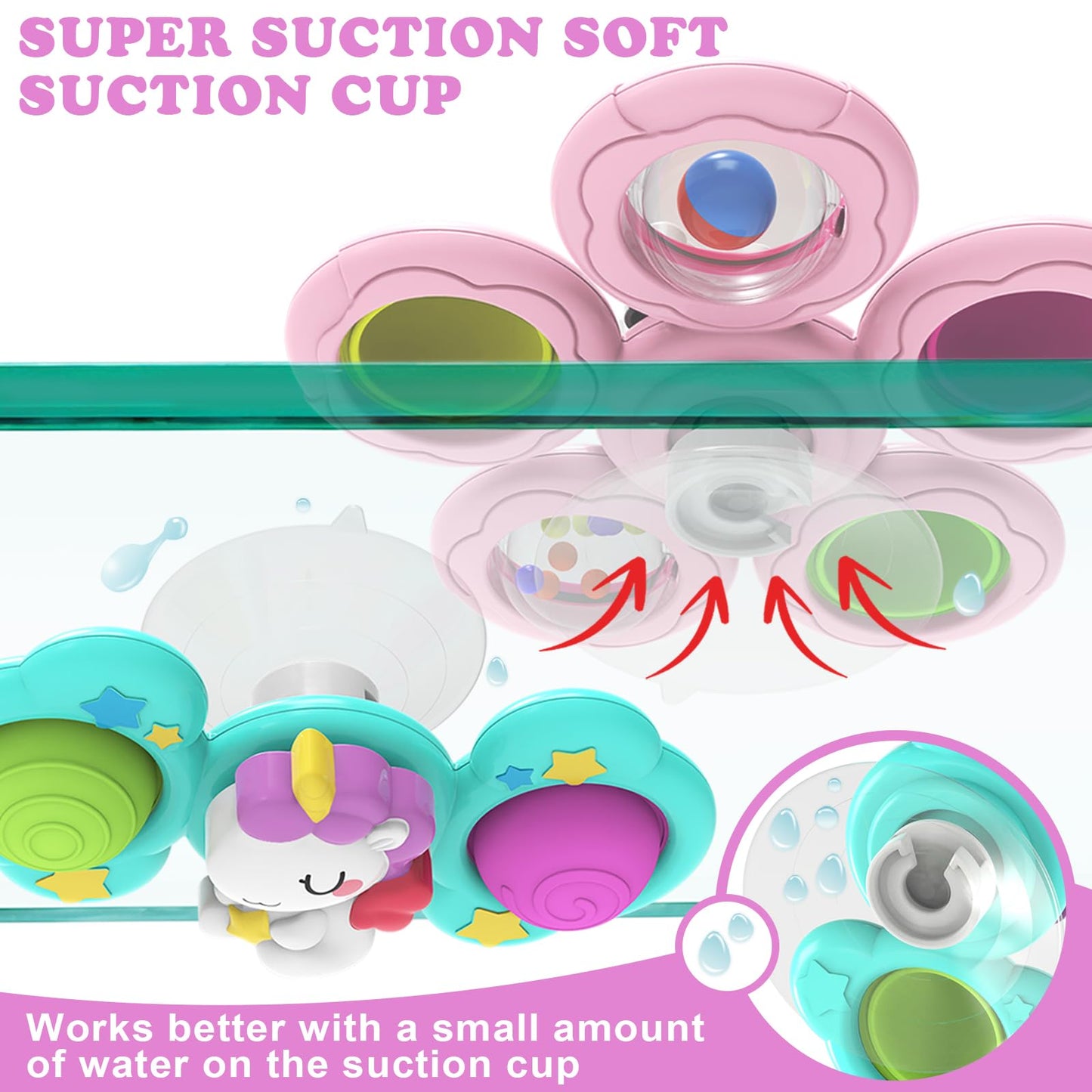 3PCS Suction Cup Spinner Toys for 1 Year Old Girls Boys, Baby Bath Toys,Spinners for Kids Sensory Toys for Toddlers 1-3,Toddler Girl Birthday Gifts