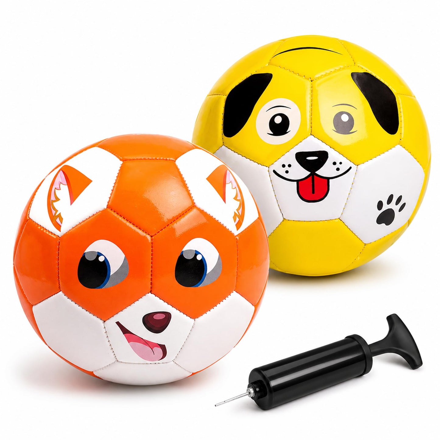 Toddler Soccer Ball Size 2 - Small Soft Kids Ball 2 Pack for Ages 1-5 Cartoon Sports Toy Boys Girls - Great Soccer & Birthday Gift for Babies, Toddlers & Kids Indoor Outdoor Games