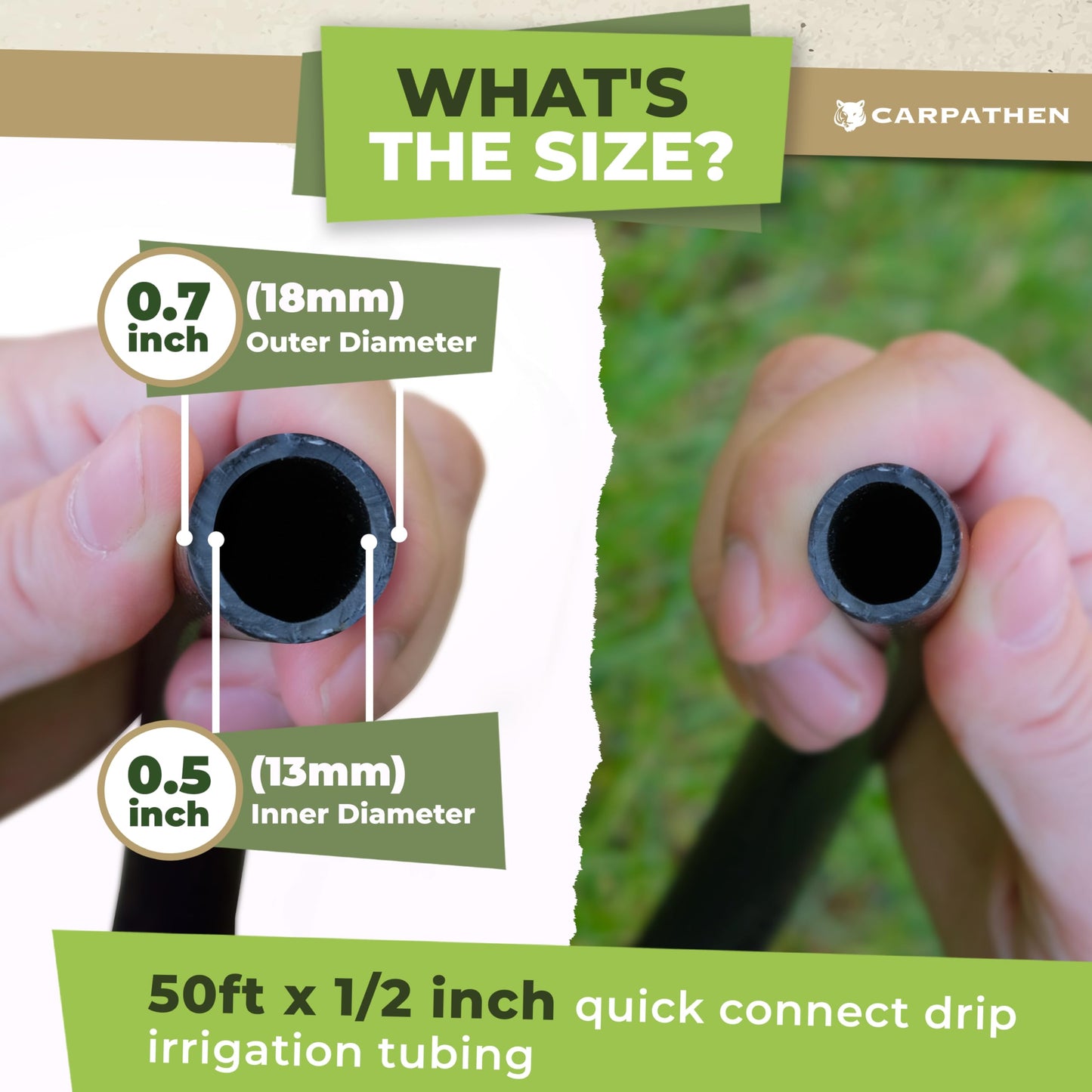 CARPATHEN Large Drip Irrigation System with Hose Splitter - Push-to-Connect Irrigation Kit - Complete Watering System with 1/4 Spray Emitters, 1/2 Tubing