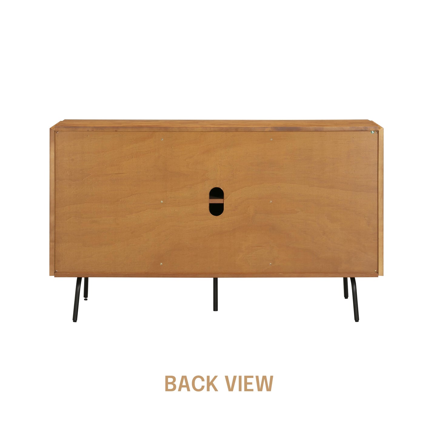 NTC Veil Modern Sideboard with 3 Doors, Buffet Cabinet with Vertical Groove Design and Metal Legs, Storage Cabinet for Living Room, and Hallway, Effortless Assembly, Teak Look