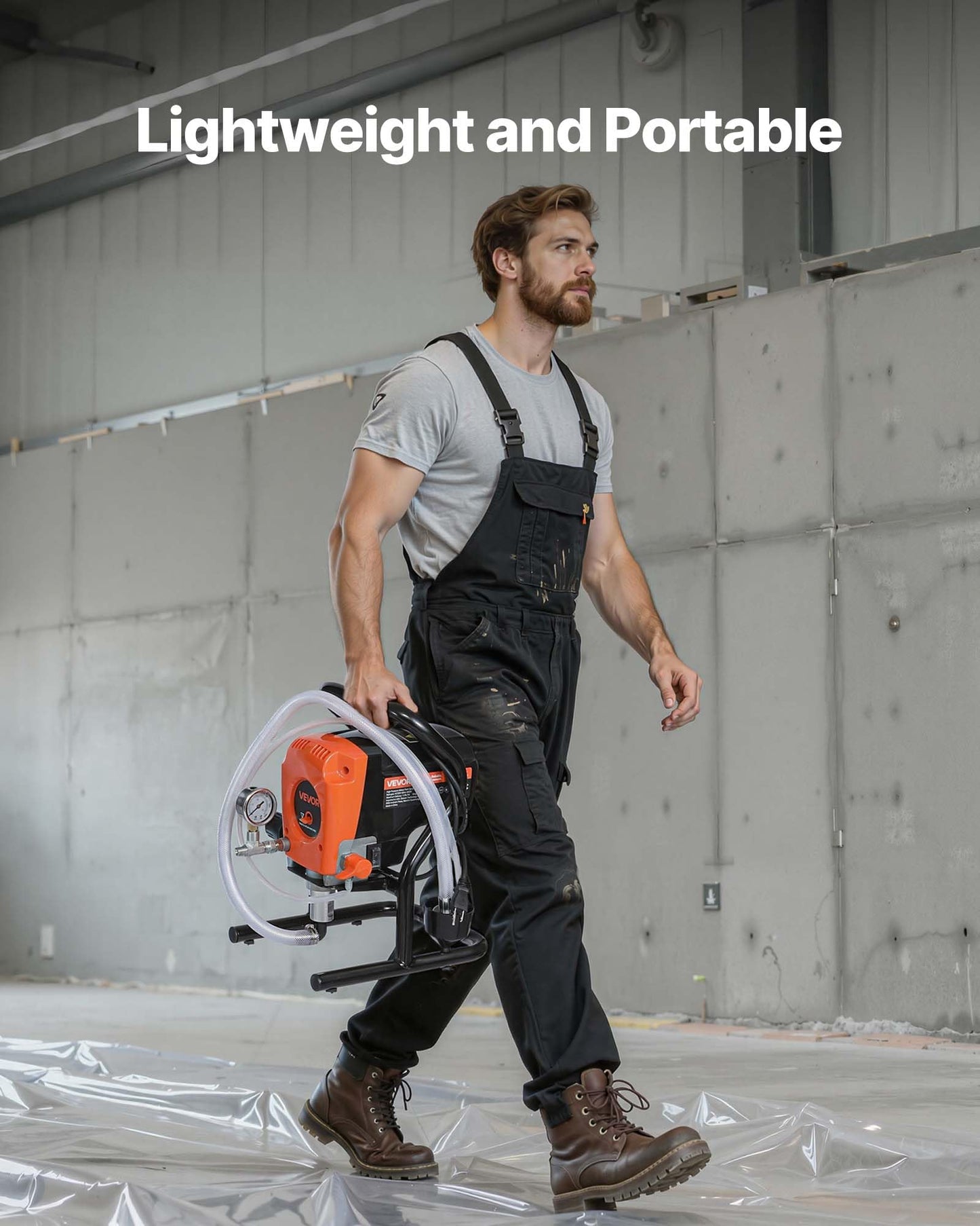 VEVOR Stand Airless Paint Sprayer, 900W, 3300PSI High Pressure Airless Sprayer, Cleaning Brush, Hose, Extension Rod, Nozzles, Electric Spray Paint Machine for Interior or Exterior of House, Fence