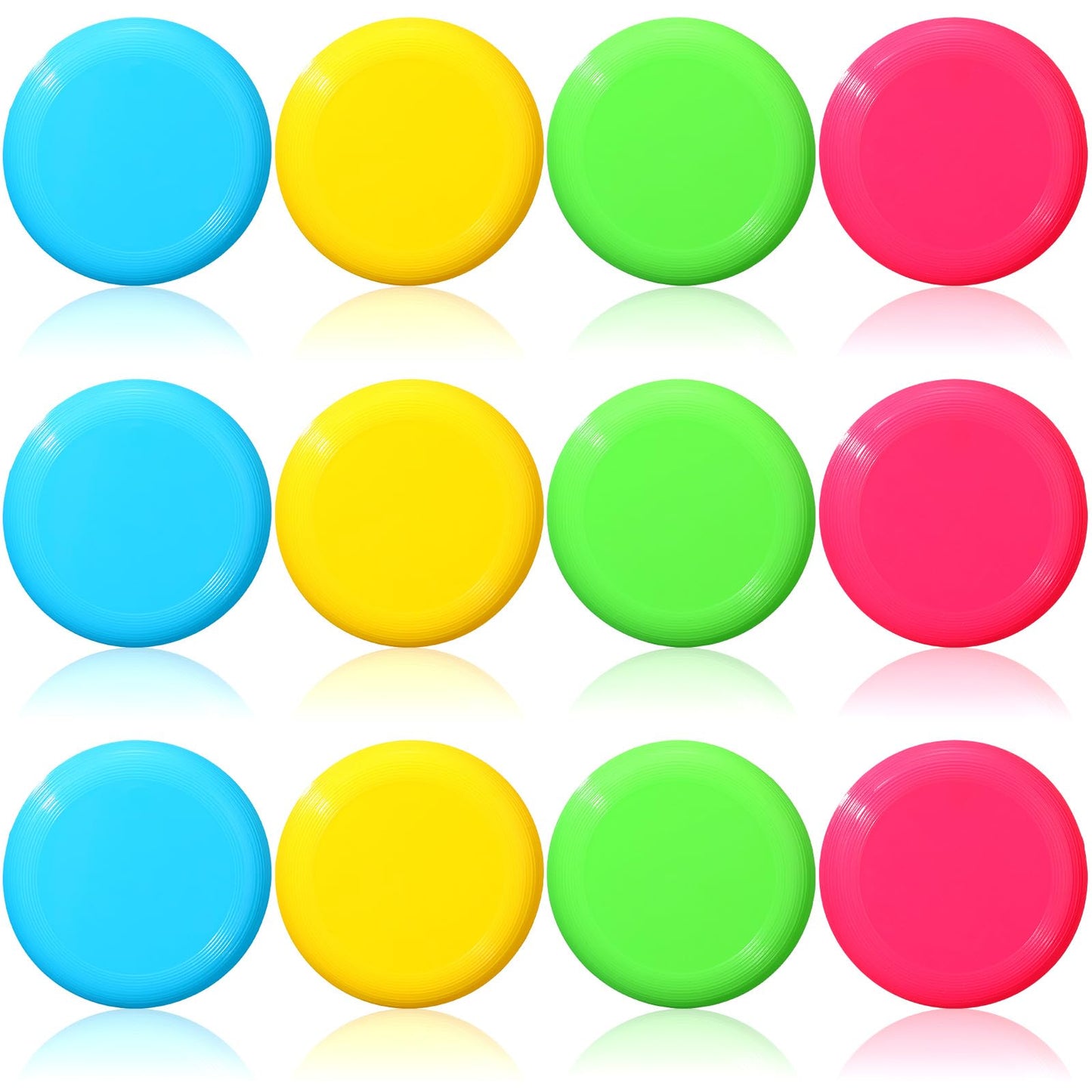 Hiboom Kids Flying Discs 3.4 Inch Mini Flying Disks Bulk Flyer Toy for Outdoor Pets Dog Yard Lawn Games Party Kindergarten Teaching Favors, 4 Colors (12 Pcs)