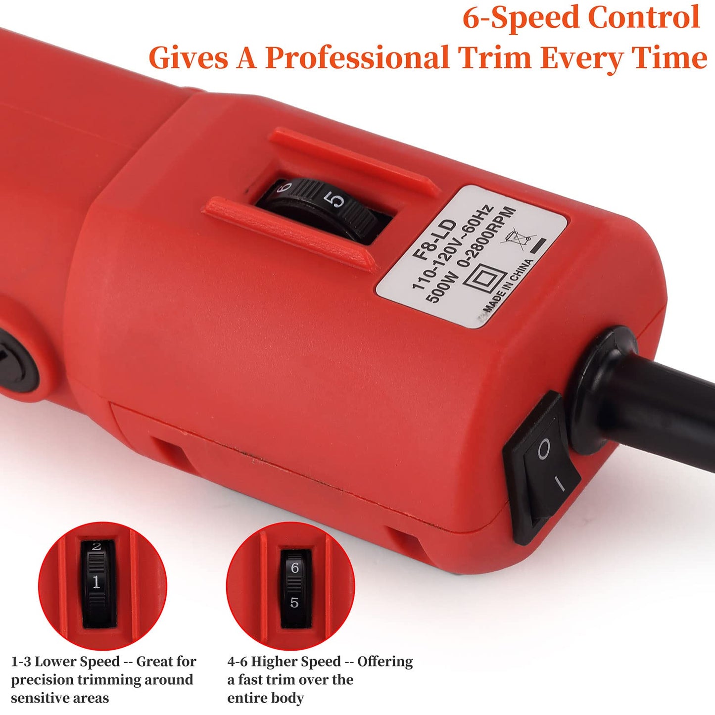 DUCKBOY Heavy Duty Clippers for Thick Coats Animals, 500W Professional Electric Shearing Machine for Horse Pony Cattle and Large Dogs Livestocks Grooming, 6 Speed & 2 Detachable Shearing Blades