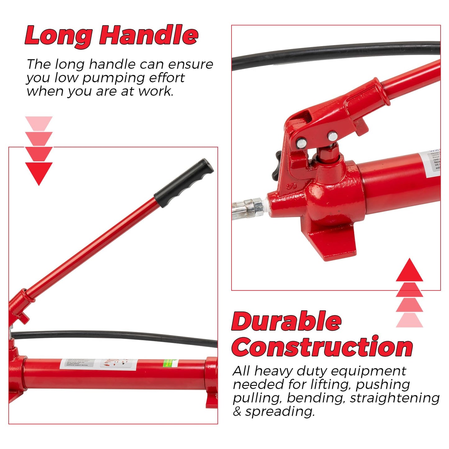 12T Porta Power Hydraulic Jack Kit, Hydraulic Multifunctional Jack with 4.6 ft/1.4 m Oil Hose, Auto Body Frame Repair Kit, Storage Case, 26455 LBS Capacity, for Car Repair, Truck, Garage