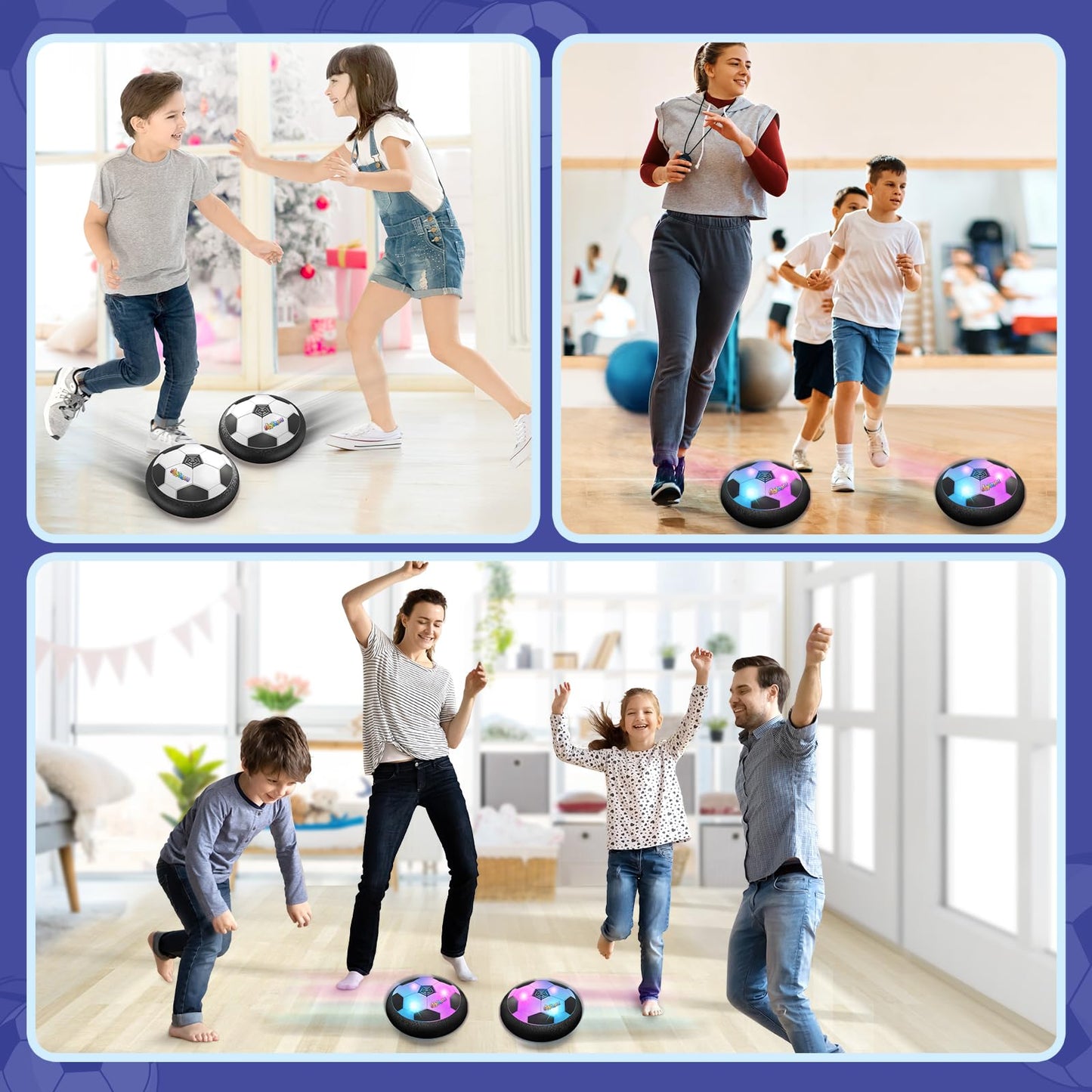 ShyLizard Set of 2 Hover Soccer Ball,Boys Toys Gifts for 3 4 5 6 7 8 Years Old,Air Power Kids Soccer Ball with LED Light,Hover Soccers Balls Indoor for Boys and Girls 3-5 6-8,Outdoor Indoor Game
