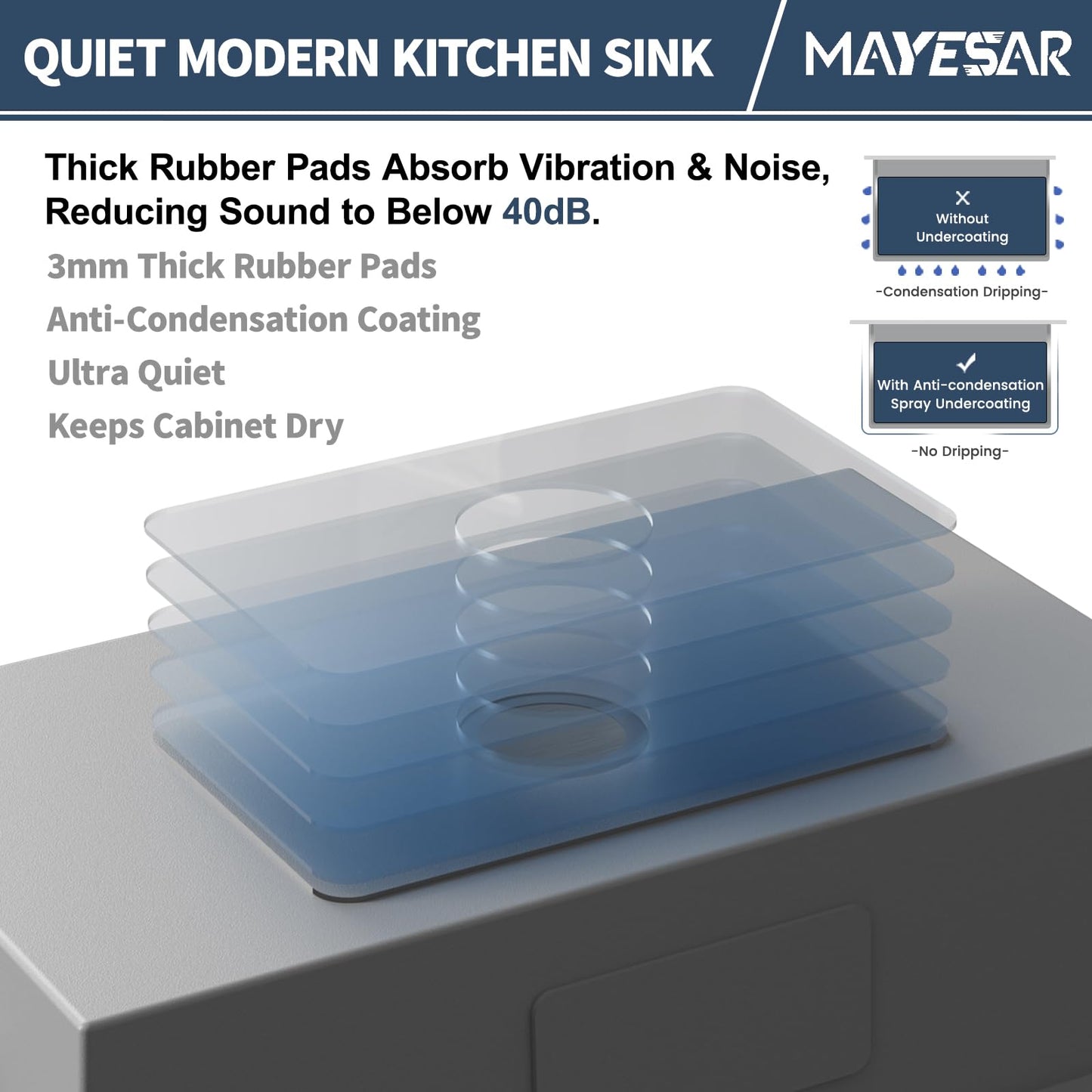 MAYESAR 30 Inch Undermount Kitchen Sink - 30 x 18 Stainless Steel Kitchen Sinks 16 Gauge Single Bowl 9" Deep Handmade Sink with Brushed Finish, Round Corner