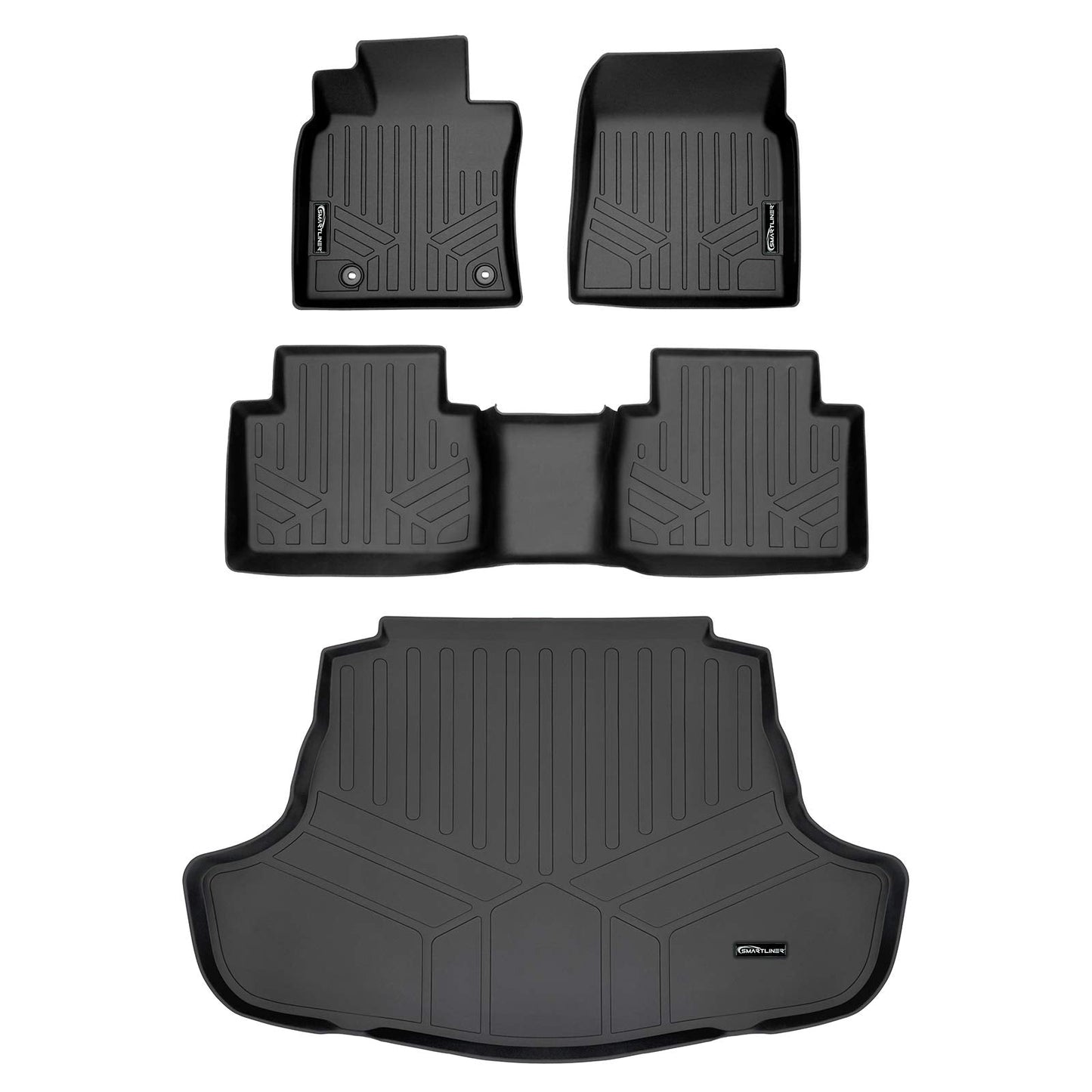SMARTLINER Custom Fit Floor Mats 2 Rows and Cargo Liner Set Black Compatible with 2018-2022 Toyota Camry Hybrid Models Only