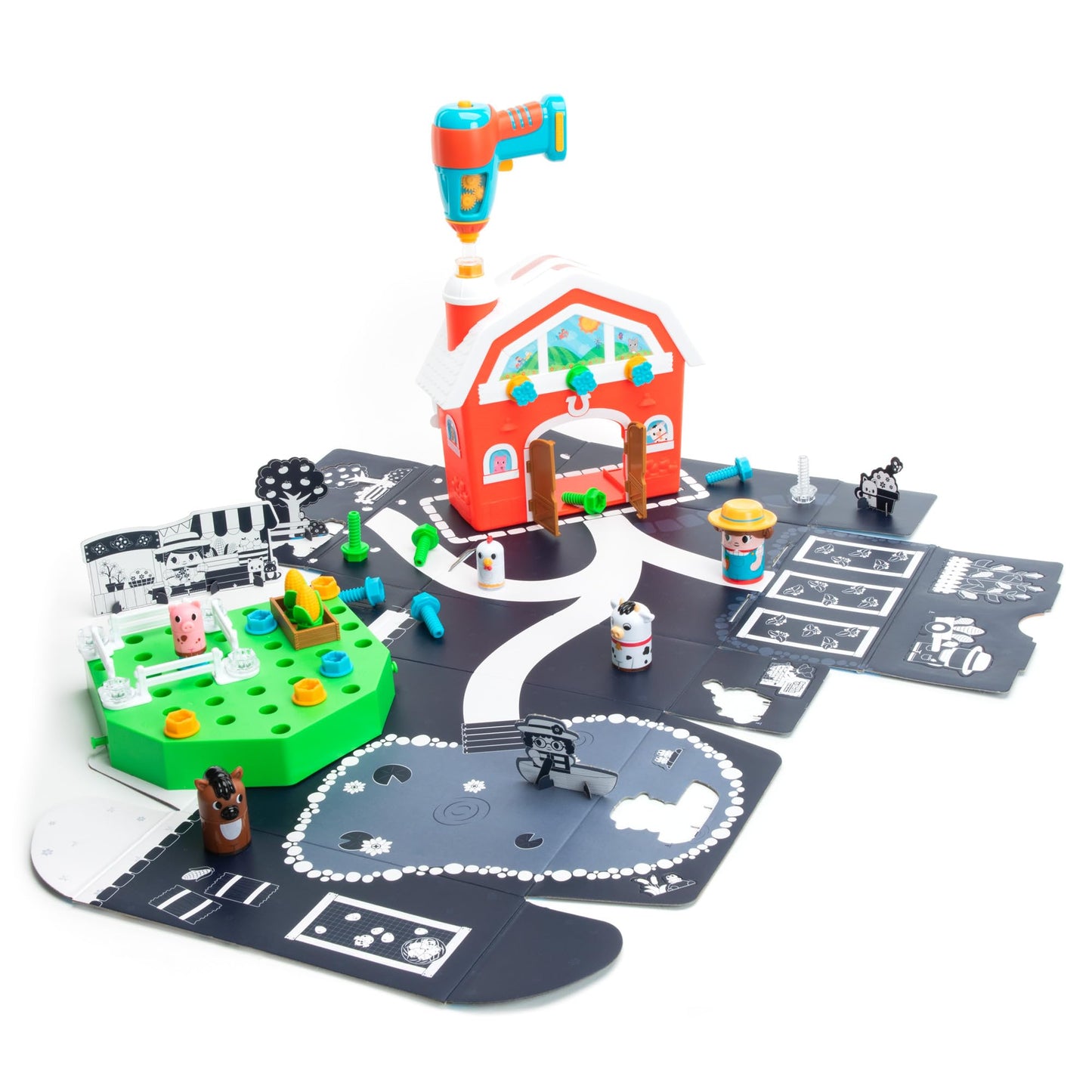 Educational Insights Design & Drill Bolt Buddies Barn - Construction Toys & Tools for Kids, Take Apart STEM Set with Real Electric Toy Drill, Pretend Play Building Kit, Gifts for Toddlers Ages 3+