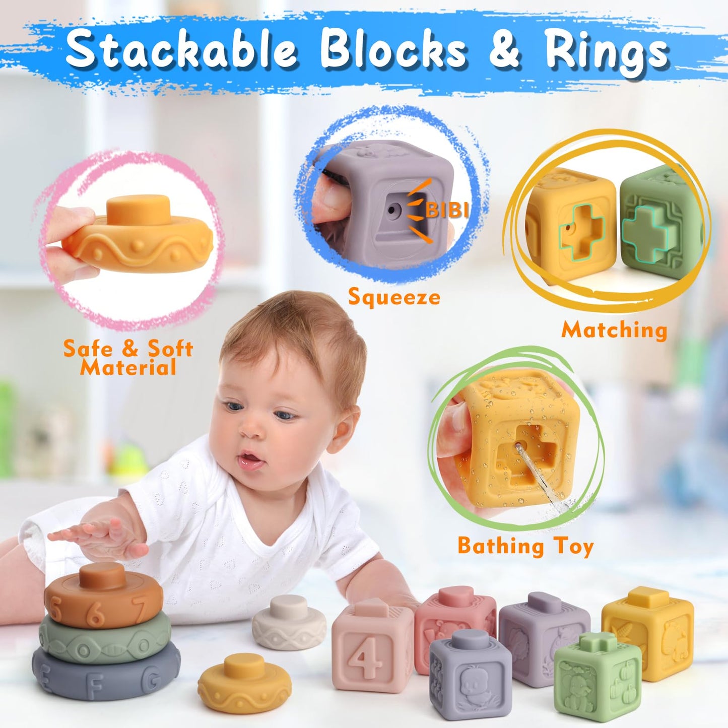 Vinlon Montessori Toy Set for Toddler Aged 6+ Month -Sensory Fine Motor Skill Learning Toys for Baby Boys Girls. Easter Basket Stuffers Valentine's Day Gift for 1 2 Years Old