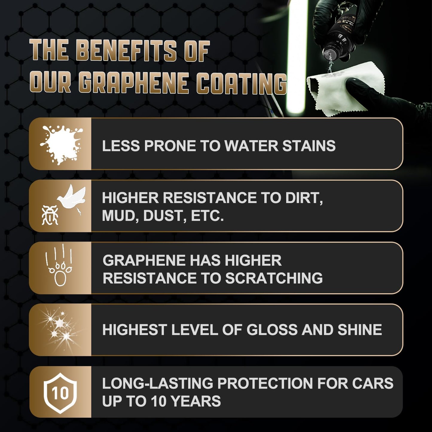 20H Professional Graphene Ceramic Coating for Cars (70ml) - 10+ Years Protection, Hydrophobic, Scratch & UV Resistant, High Gloss Finish - Professional-Grade Car Detailing Kit - Easy Application
