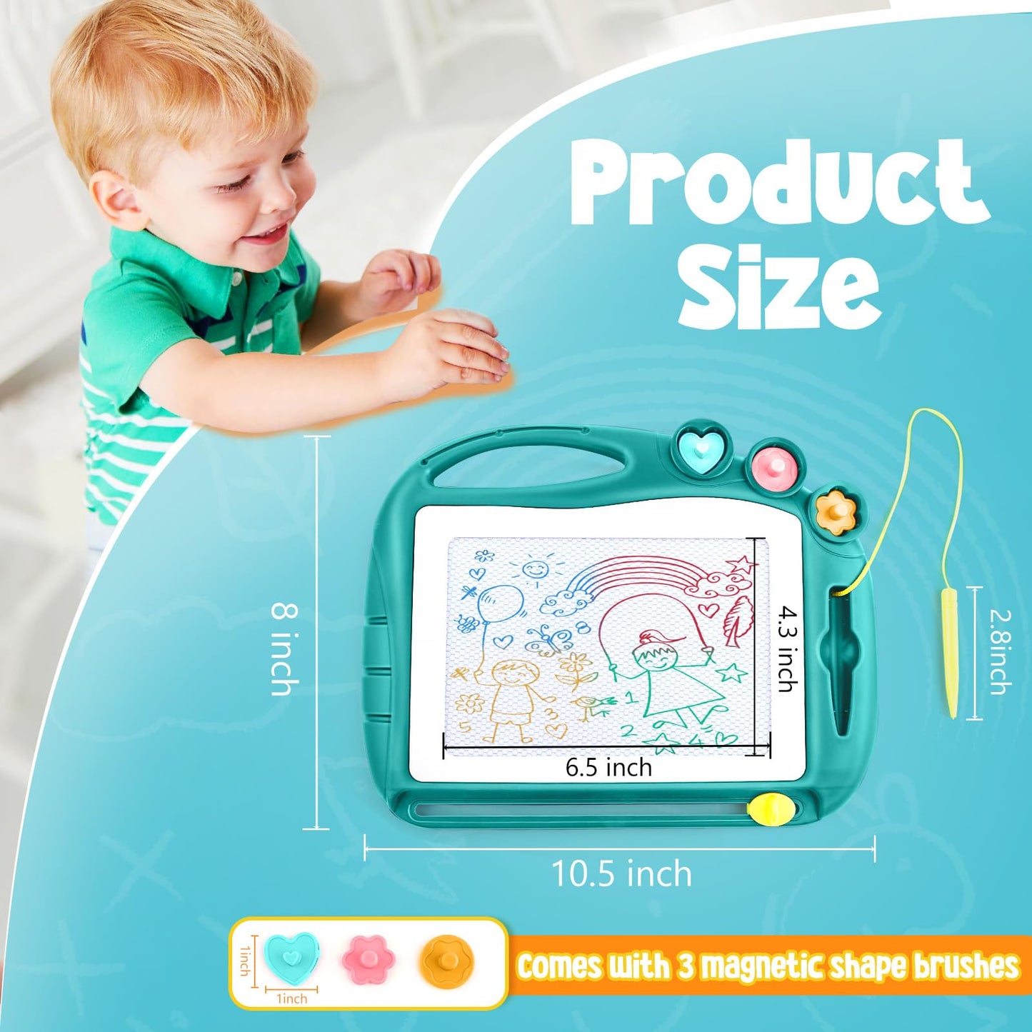 Daisiki Magnetic Drawing Board, Toddler Toys for Age 1 2 3 Boys Girls, Toddler Drawing Board, Birthday Easter Christmas Halloween Kids Toy Gifts for Boys and Girls