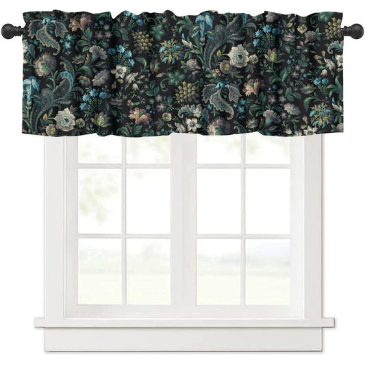 Djaby Boho Floral Valances Curtains, Vintage Farmhouse Flowers Valance Curtains Cute Country Valance Curtain Short Small Window Curtain for Kitchen Bedroom Living Room 54x18inch