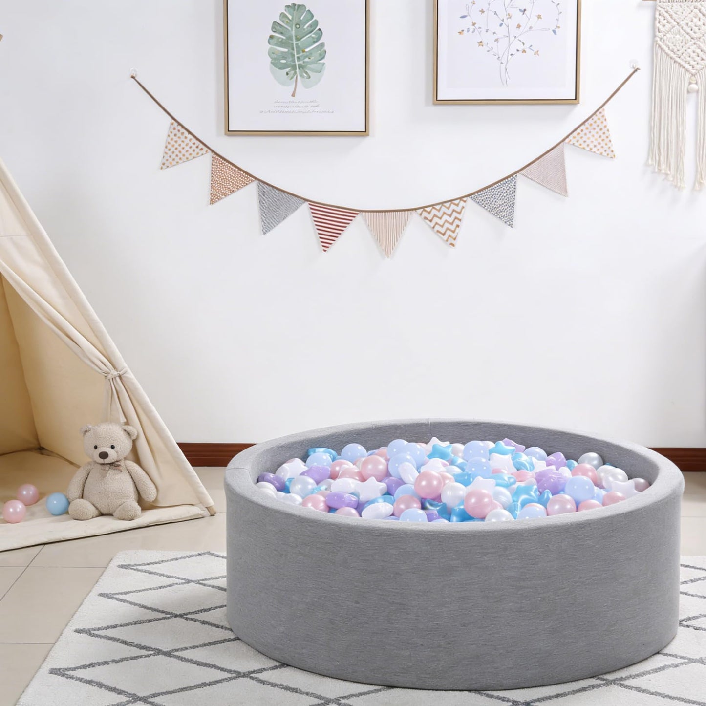 Heopeis Star Ball Pit Balls for Toddlers - 100 200 500 Pack Phthalate & BPA Free Plastic Toy Balls for Kids, Ball Pool Play Tent, Baby Kiddie Pool Water Toys, Party Decoration
