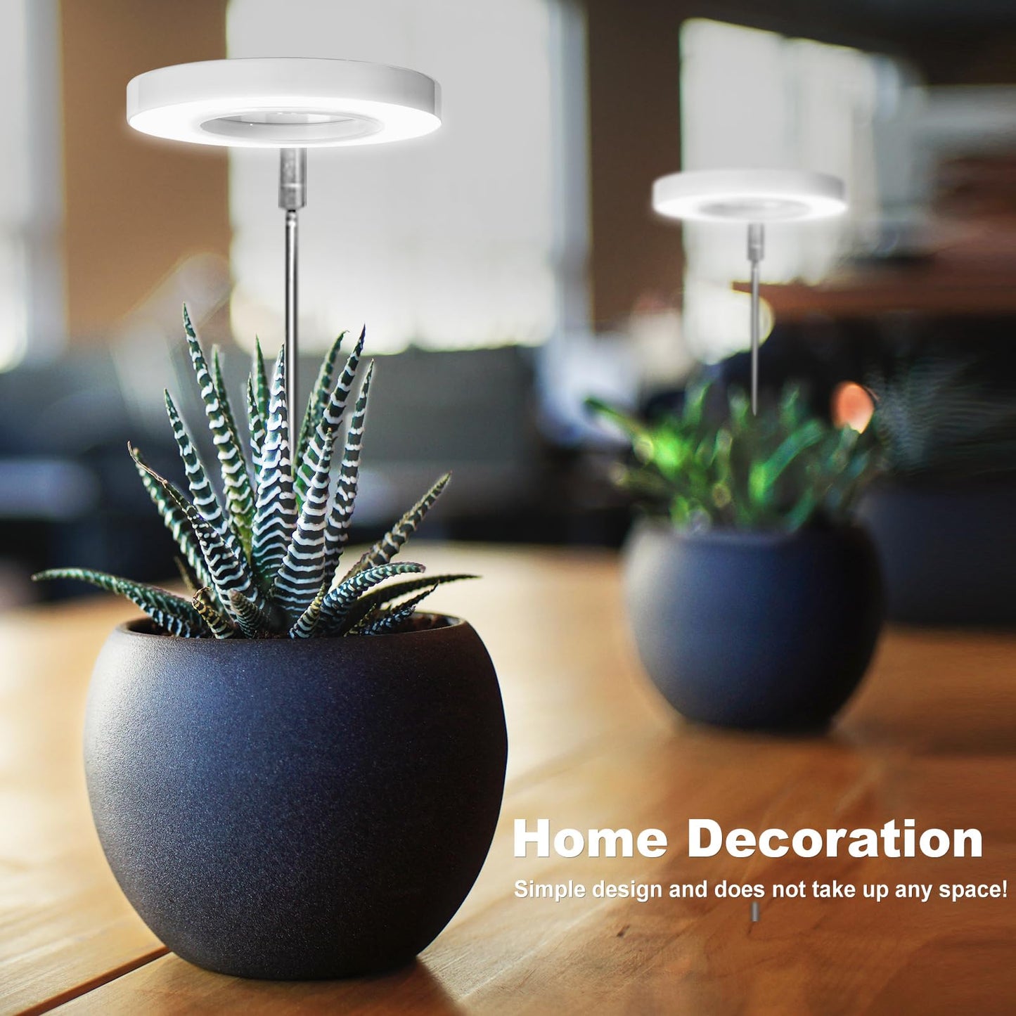 LORDEM Grow Light, Full Spectrum LED Plant Light for Indoor Plants, Height Adjustable Growing Lamp with Auto On/Off Timer 4/8/12H, 4 Dimmable Brightness, Ideal for Small Plants, 2 Packs