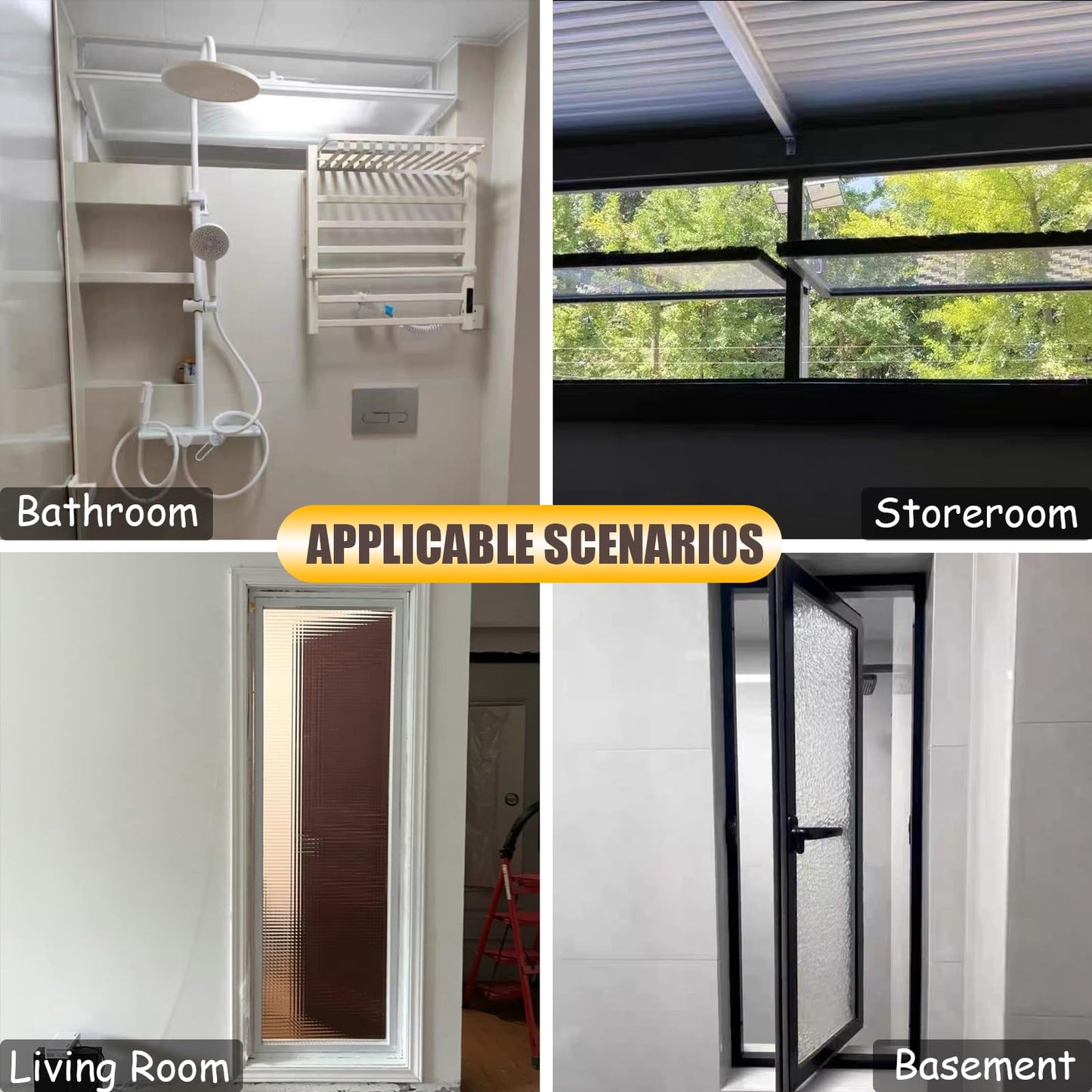 28x24in Windows for houses, 360° Rotation Sliding Window, Flush Mount Rotating Ventilated Windows, Basement Window with Tempered Glass, for Bathroom/Kitchen/Warehouse/Playhouse (Black, 28x24in)