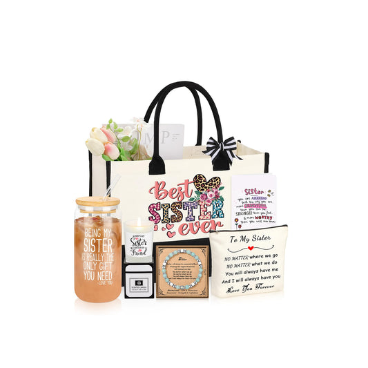 Sister Birthday Gifts, Christmas Birthday Gifts for Sister Sis, Mothers Day Ideas Present Basket Set of 6