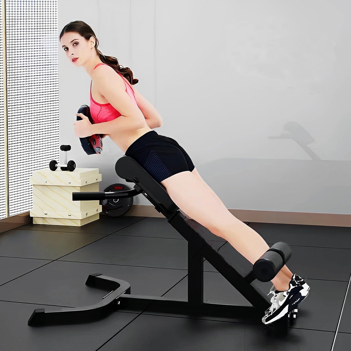 ComMax Roman Chair Back Hyperextension Bench Adjustable Back Exercise Machine Home Gym Workout Equipment for Abs and Glute