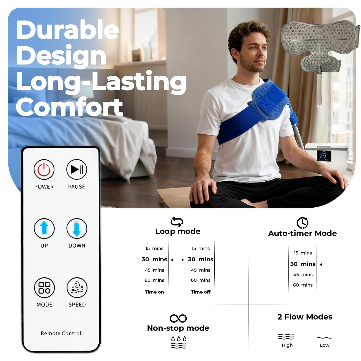 EONIX Cold Therapy Machine with Programmable Timer,Compact and Portable Ice Machine for Shoulder After Surgery,Cryotherapy Pain Relief w/Compression Pad for Shoulder,Hip,Ankle and Foot