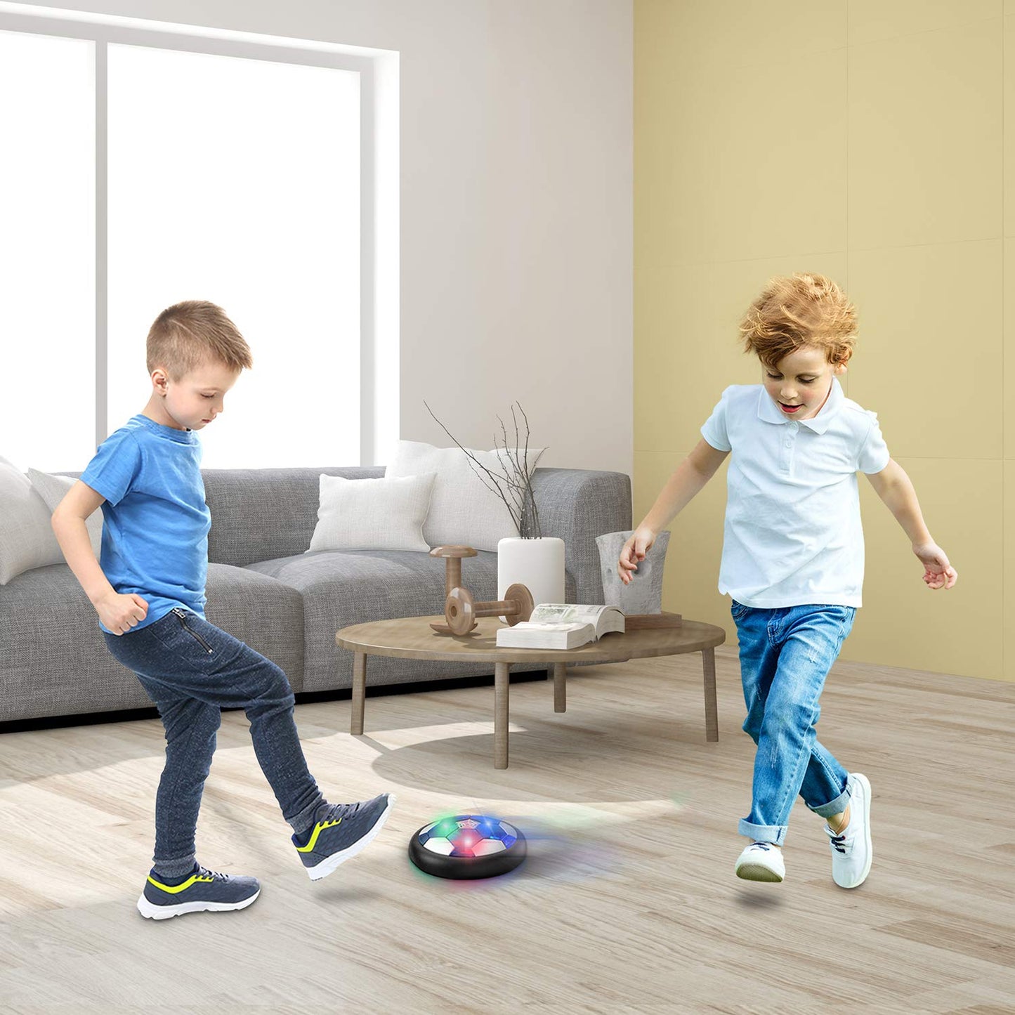 Hover Soccer Ball Boy Toy, Air Powered Floating Hover Soccers with LED Light, Kids Training Soccer Ball Indoor Outdoor Game, Birthday Gifts for Age 3 4 5 6 7 8-10 Years Old Boys Girls