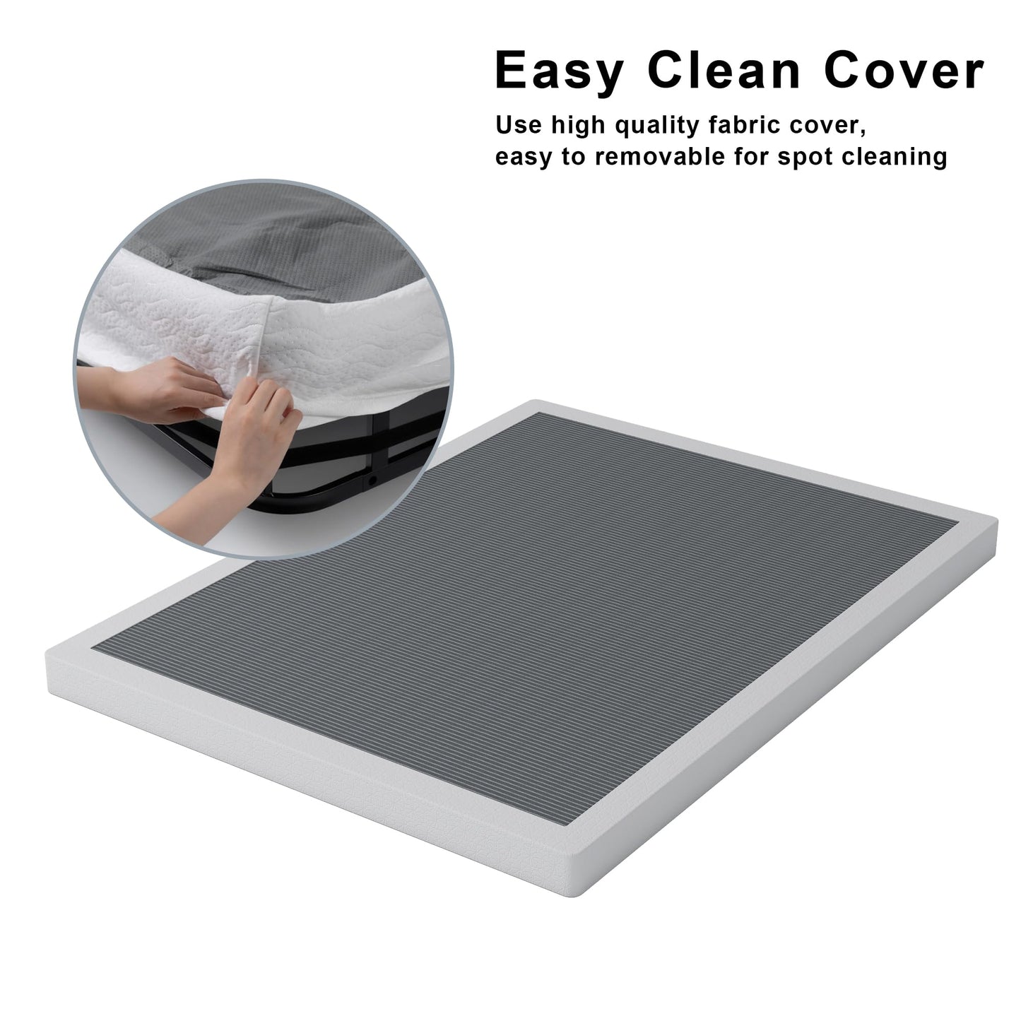 Vehowy 4 Inch Box Spring for Full Bed,Full Size Box Spring Only,Heavy Duty Mattress Foundation,Metal Bed Base,Non-Slip,Easy Assembly