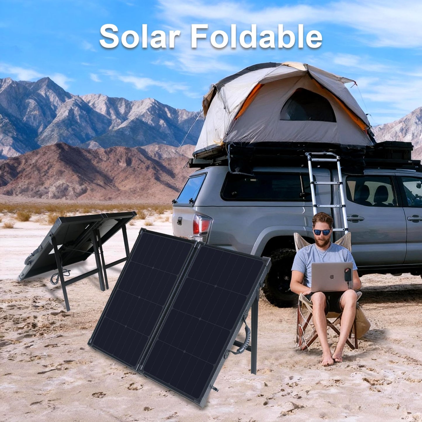100W Portable Solar Panels Suitcase with 10A Charge Controller, 100W Foldable Solar Panel with Advanced BC Solar Cells-25% High Efficiency, IP68 Waterproof for Camping, RV, Tailgating