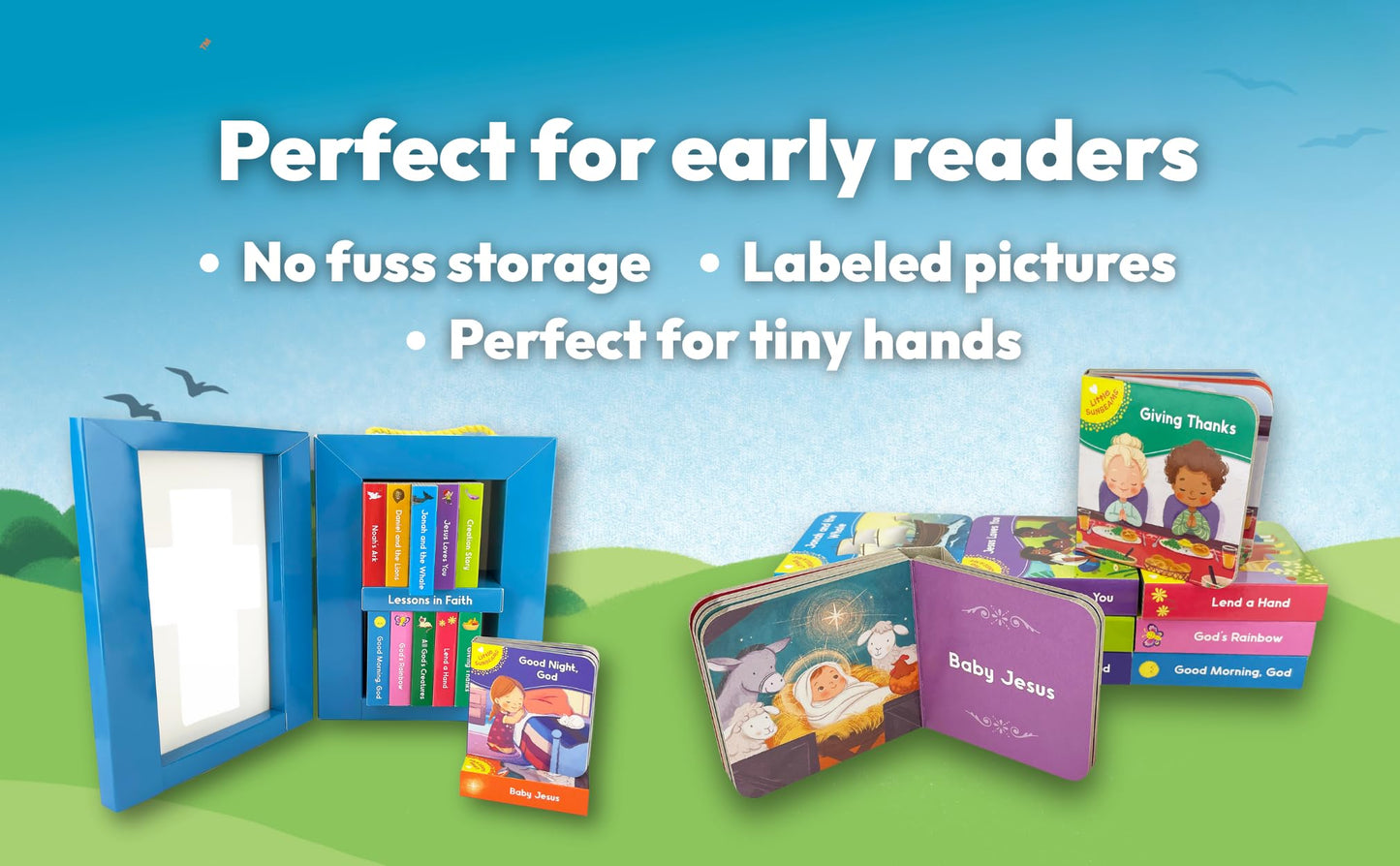 My Little Learner Library: Bible Stories - Christian (12 Board Books) for Toddlers