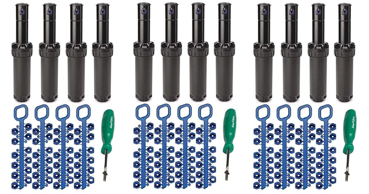 Rain Bird 5000 Series Rotor Sprinkler Heads bundle - by ItemEyes - with Nozzles and Adjustment Tool; 5004 PC model part circle 4" popup height (3 X Pack of 4)