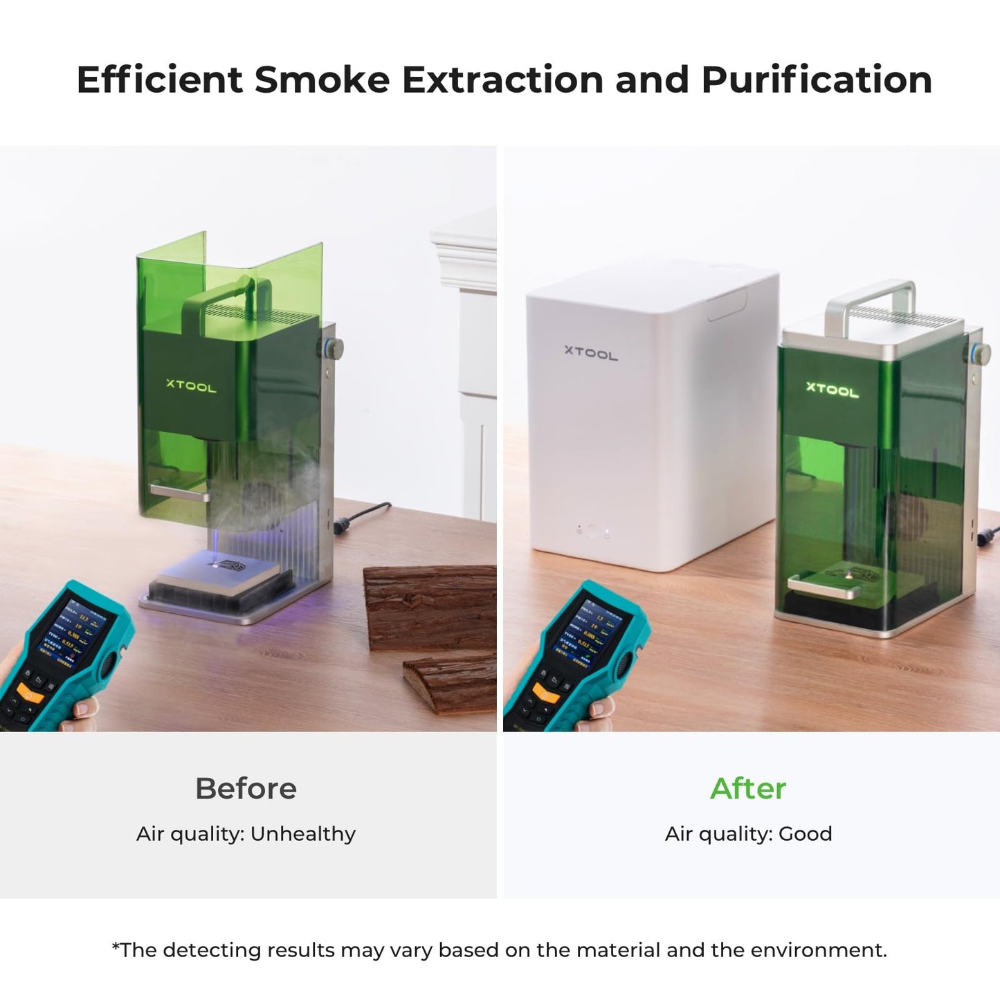 xTool F1 Desktop Smoke Air Purifier, Fume Extractor with 3-layer filtration, Hepa Portable for xTool F1 Laser Engraver only, Air Purifier for Laser Engraver for Wood and Metal