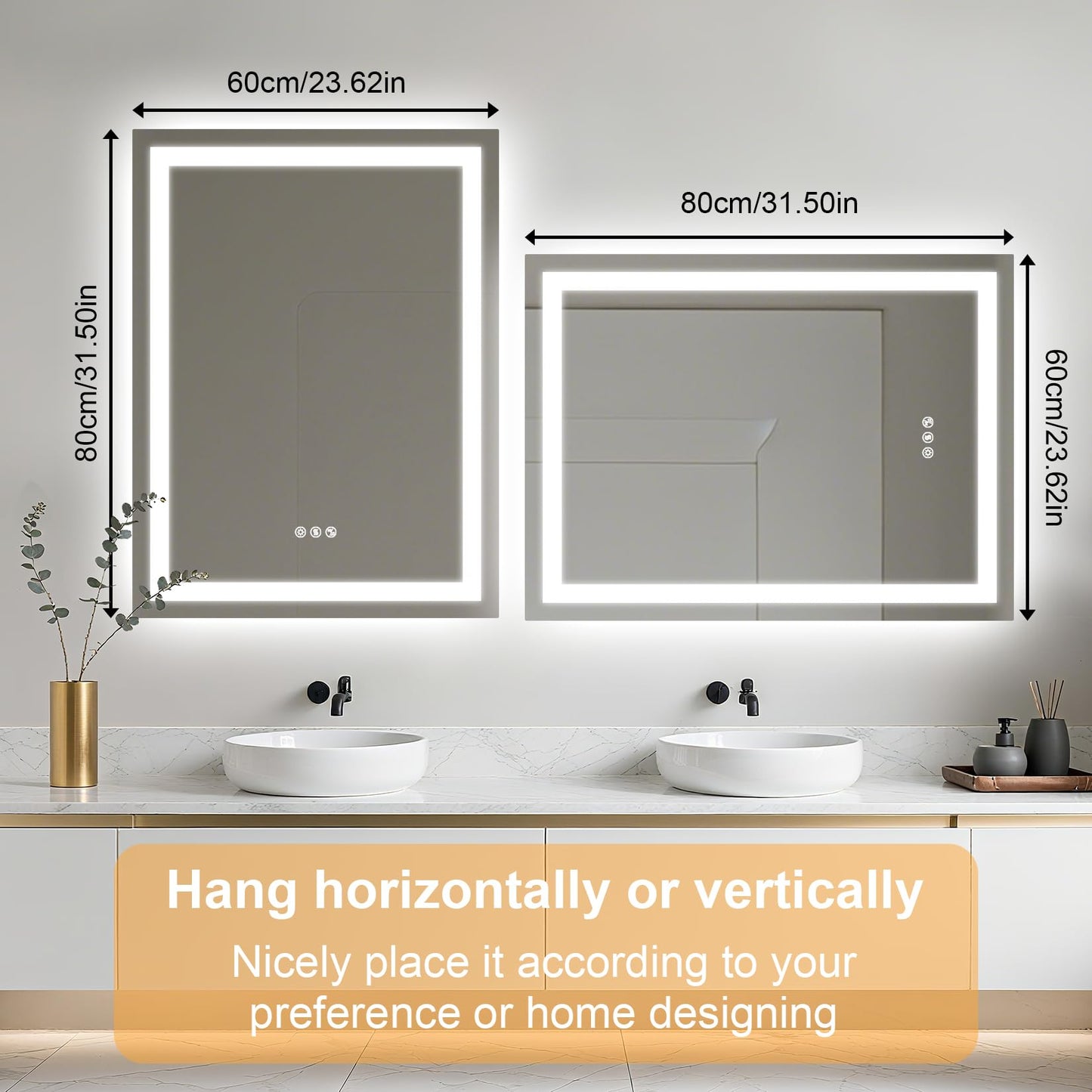 Olyvren 24"x32" LED Bathroom Mirror with Lights,Bluetooth Dual Speaker,Anti-Fog,3 Color Temperature,Dimmable Brightness,Memory Function,Waterproof,Wall Mount Design,Tempered Glass