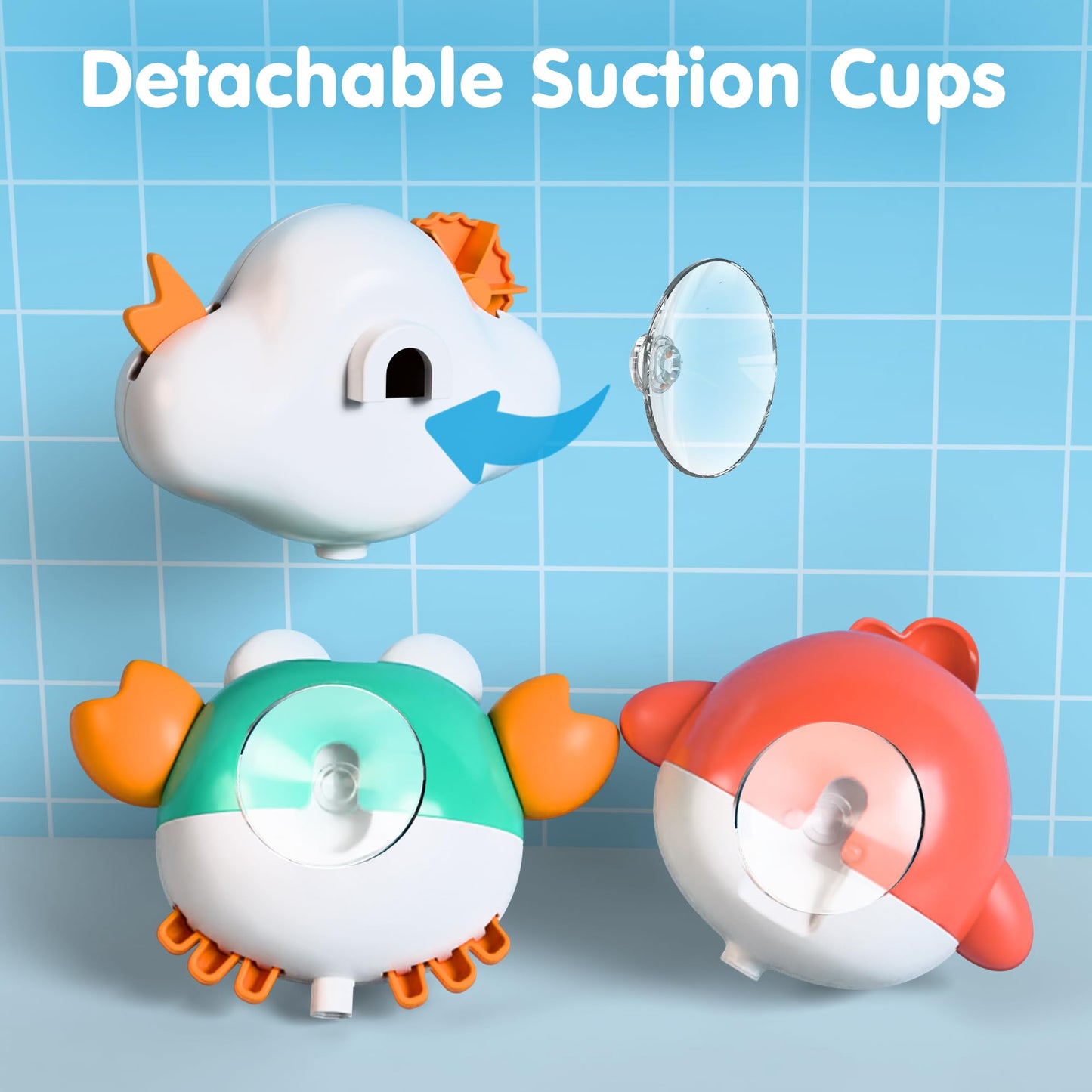 iPlay, iLearn Baby Bath Toy for Toddlers 1-3, Kids Bathtub Water Toy Set 6 8 9 12 Month W/ Shower Cup, Crab, Bird, Cloud & Wind Up Boat, Infant Fun Summer Pool Birthday Gift 2 3 4 Year Old Boys Girls