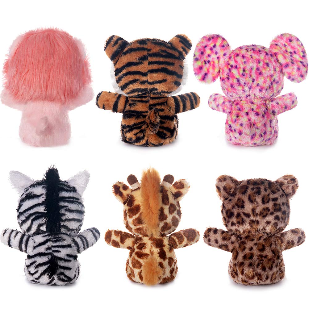 My OLi 7" Plush Toys Set Stuffed Animals Bundle of Forest Animal Toys Lion/Elephant/Zebra/Giraffe/Tiger/Leopard Stuffed Animals Pack of 6 for Babies Kids Girls Boys