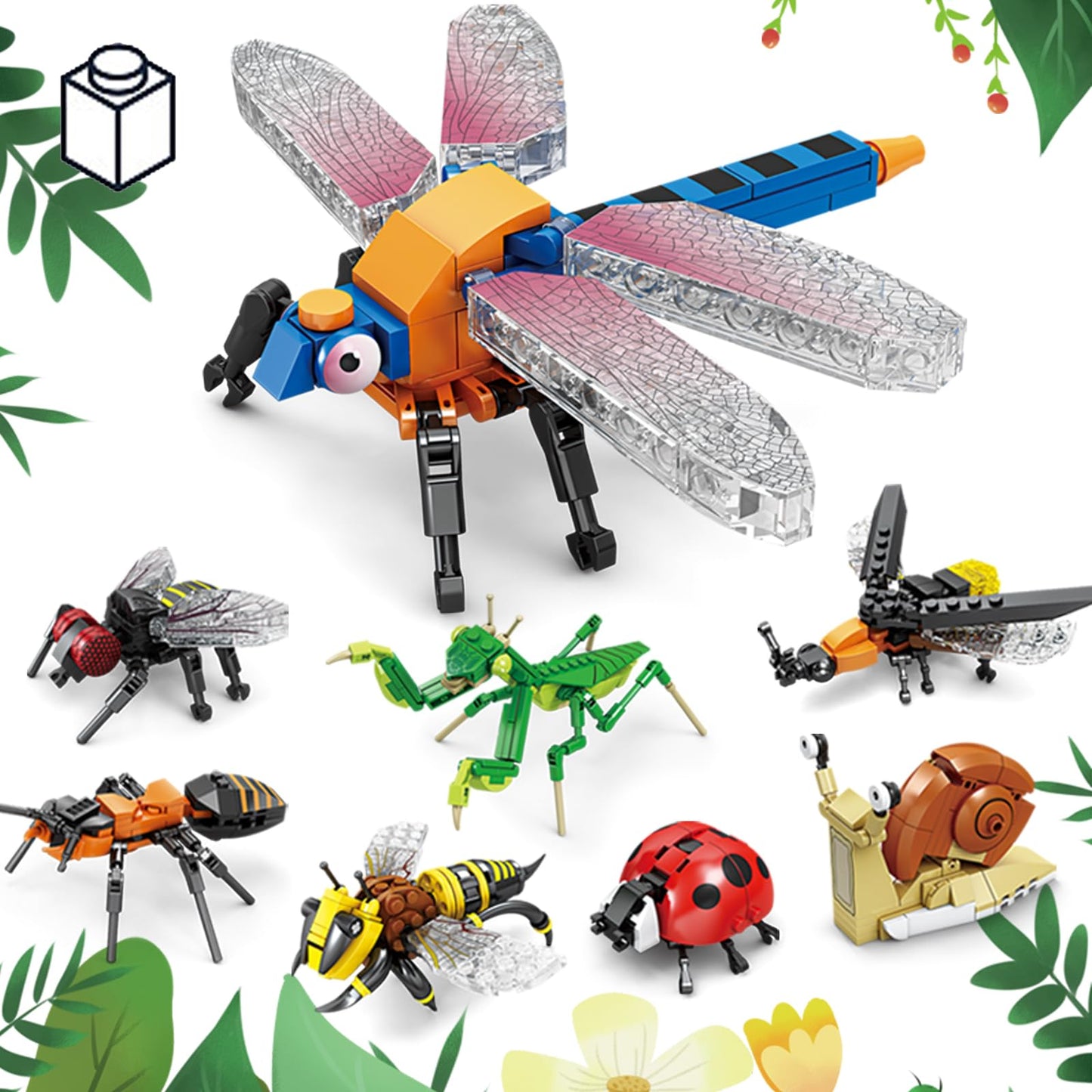 KAZI Bugs Building Toy Set,Insect Collection Building Blocks Including 8 Different Bug,STEM Toys for Kids Age 8 and Up,Play and Display Gift Idea for Boys & Girls,Ideal Gifts for Birthday Mothers Day