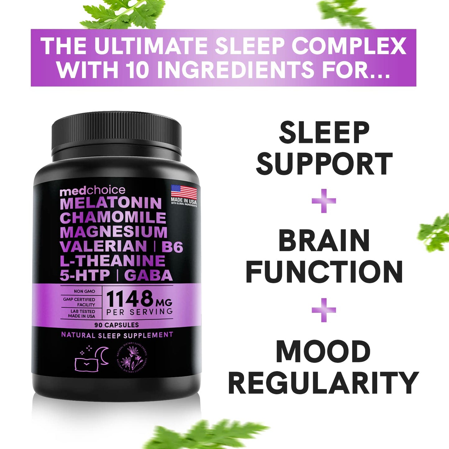 MEDCHOICE Turmeric & Ginger (120ct), Sleep Melatonin (180ct), and Nootropic Brain (120ct) Supplement Bundle - Wellness Trio for Brain, Sleep, & Immune Support - Vegan, Non-GMO, Gluten-Free