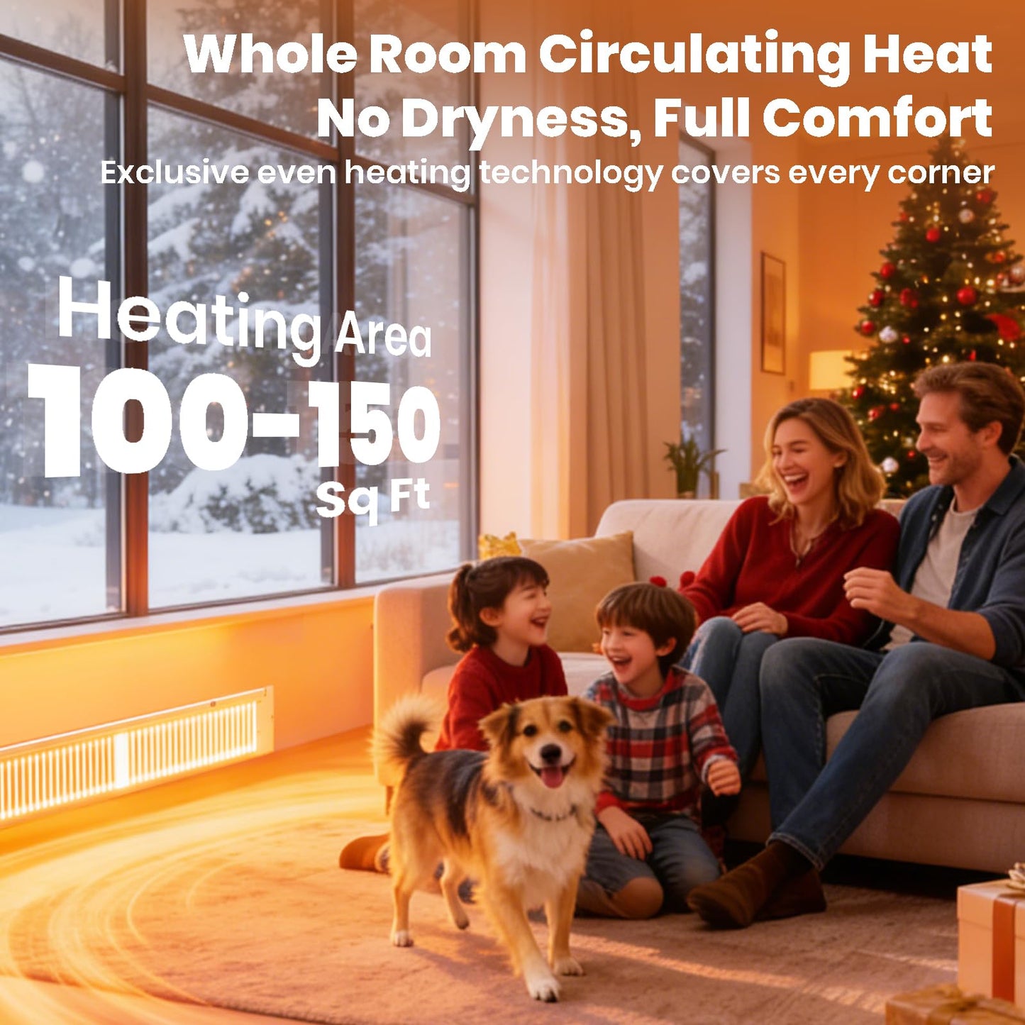 112 Electric Kickspace Toe Kick Heater with Thermostat, 1500W 240V/750W 120V, Fan-Forced Instant Heat, 150 sq. ft., Compact Built-In Design for Kitchen Cabinet Laundry Room, White
