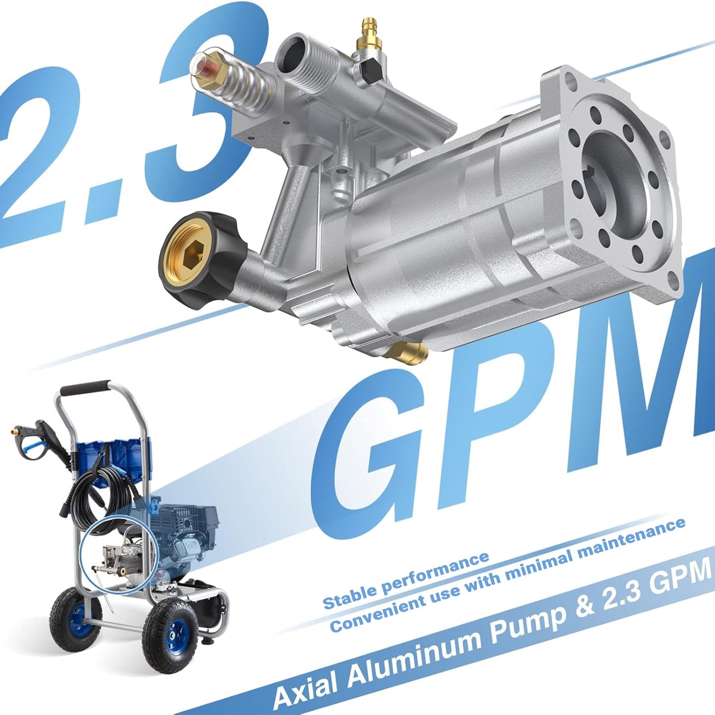 MUTAOMAY 3500PSI Gas Pressure Washer, 2.3GPM Gas Powered High Pressure Washer with 209CC Engine, 4 Adjustable Nozzles, 25 ft High Pressure Hose for Cleaning Walls, Terraces, Vehicles, Garden (Blue)