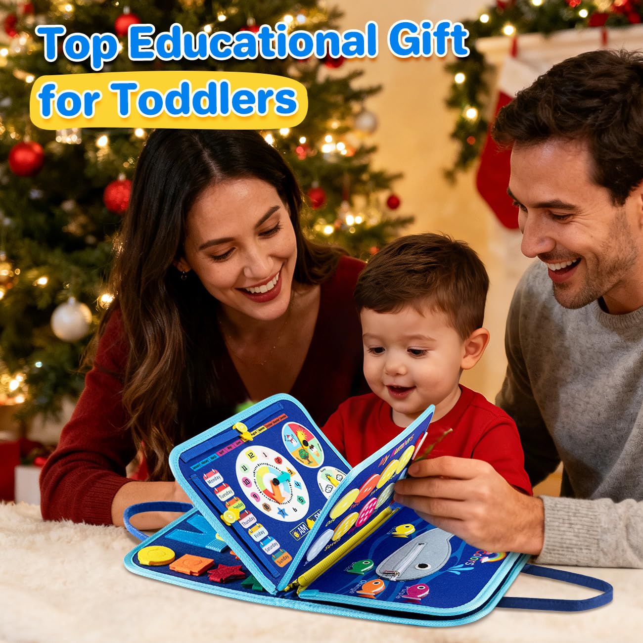 SYHLN Toddler Montessori Busy Board Toys for Little Boy Gifts: Educational Preschool Learning Travel Toys, Busy Book Learning Sensory Toys for Toddler Boys, Boys Dinosaur Christmas Birthday Gifts