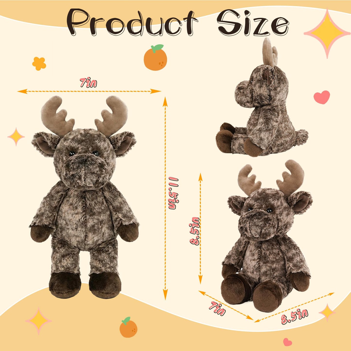 okegztoa Stuffed Animal Plush Toy Soft Plushie Cuddly Reindeer Cute Plush Toy for Kids Toddlers Boys Girls Birthday Christmas Nursery Decor Party Favors